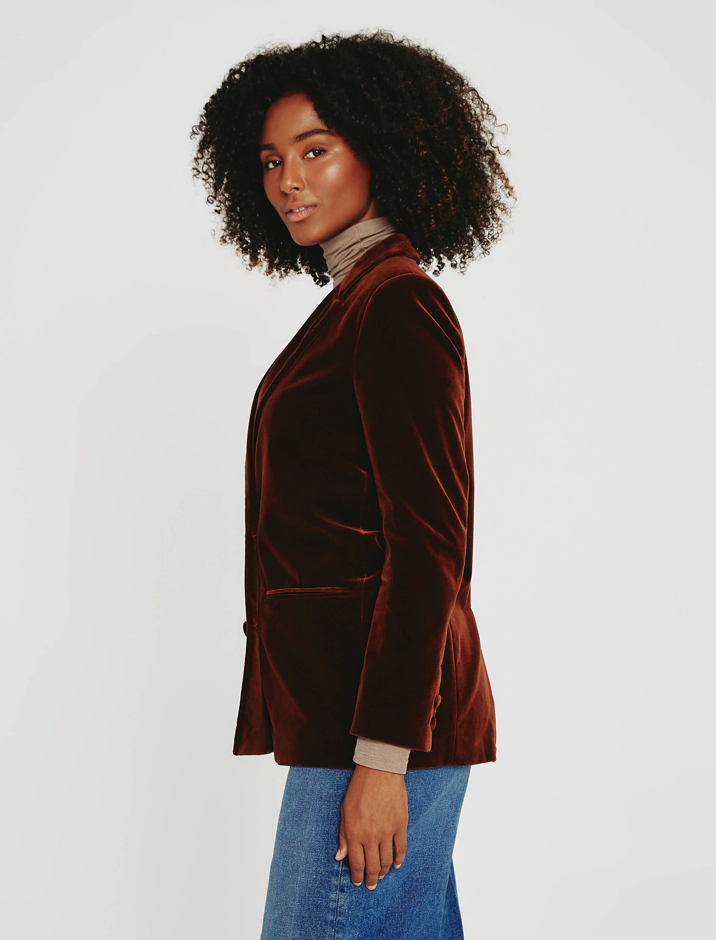 Renzo Blazer Cognac Made In Italy Women Top Photo 5
