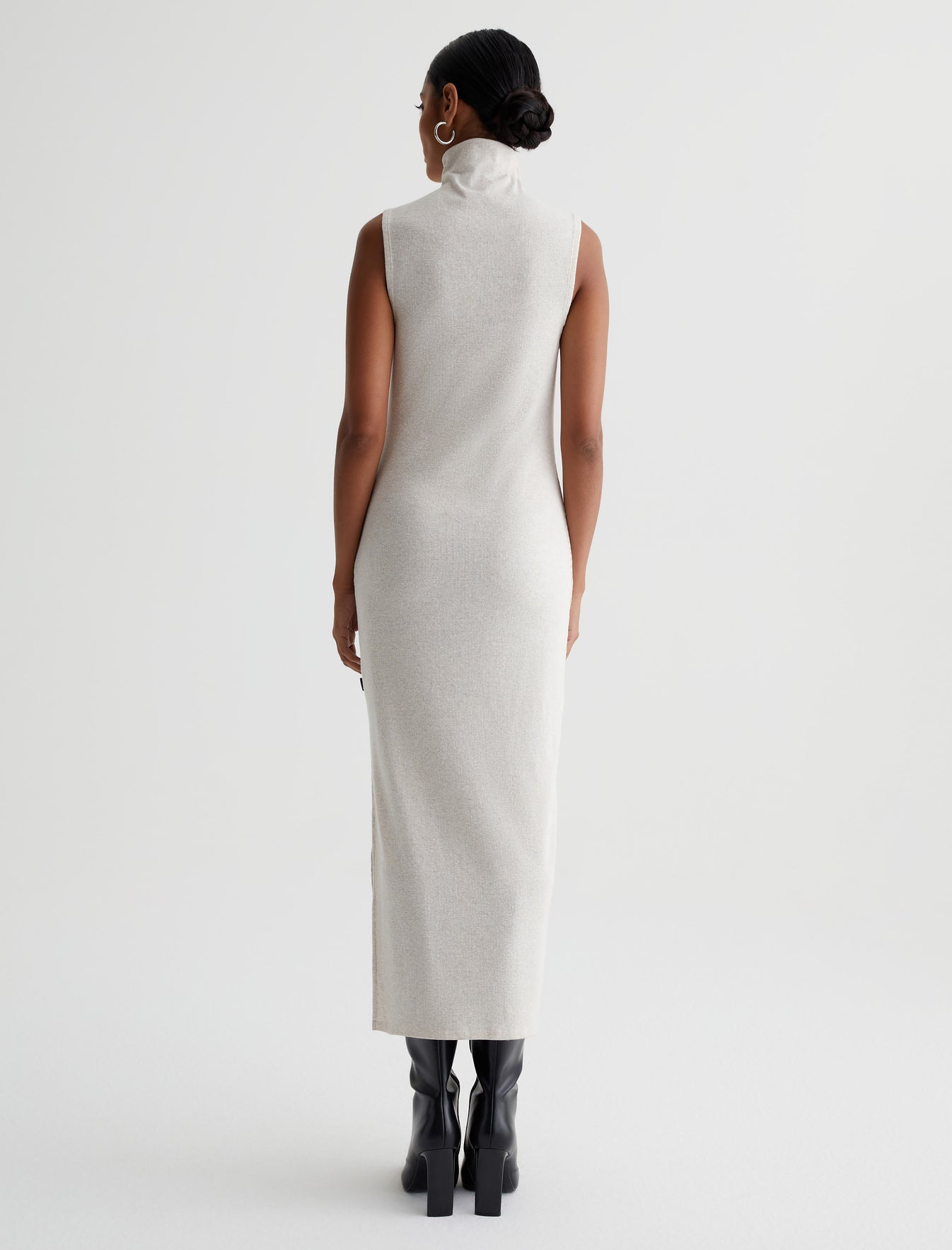 Kizza Dress Snow White Slim Ribbed Sleeveless Turtleneck Photo 6