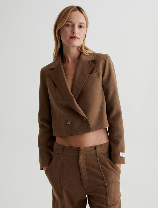 Berlin Blazer Umber Cropped Blazer Women Top Photo 1