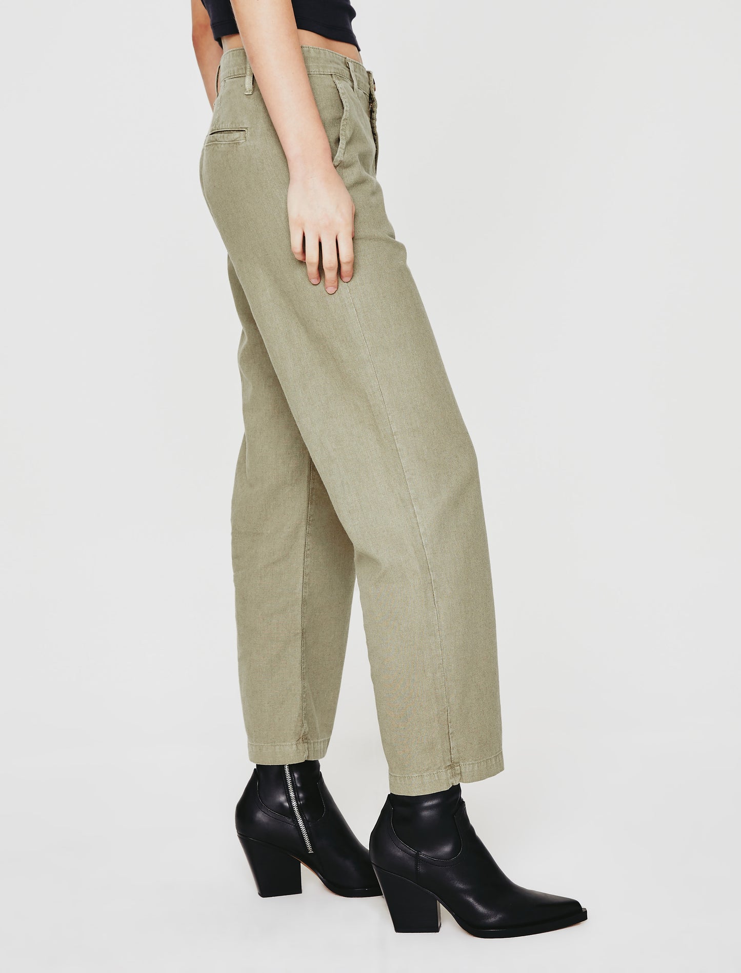Caden Linen Wide Leg Sulfur Dried Rosemary Tailored Trouser Women Bottom Photo 5