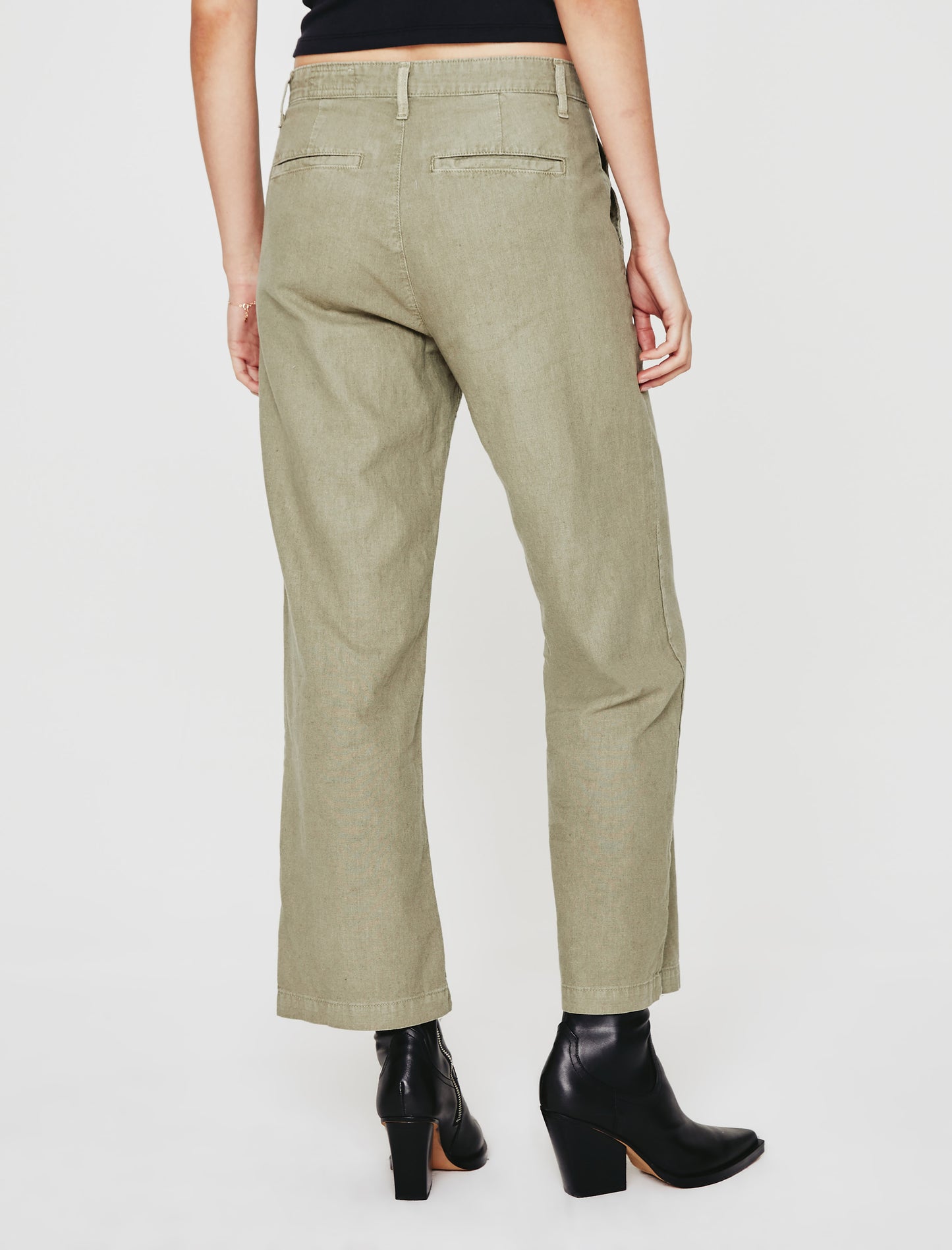 Caden Linen Wide Leg Sulfur Dried Rosemary Tailored Trouser Women Bottom Photo 6