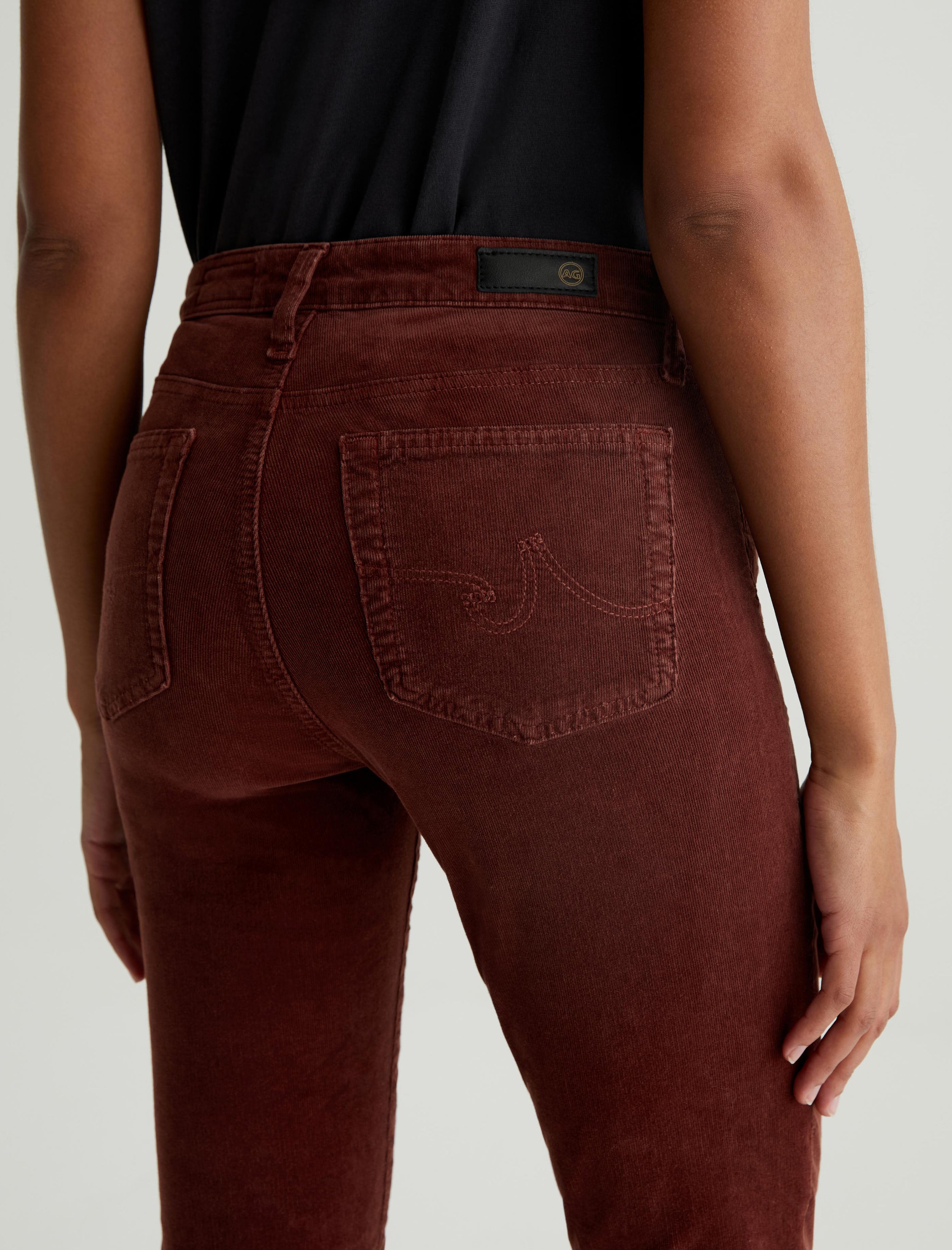 Mari Bordeaux Rouge Corduroy High-Rise Slim Straight Women Bottom Photo 6