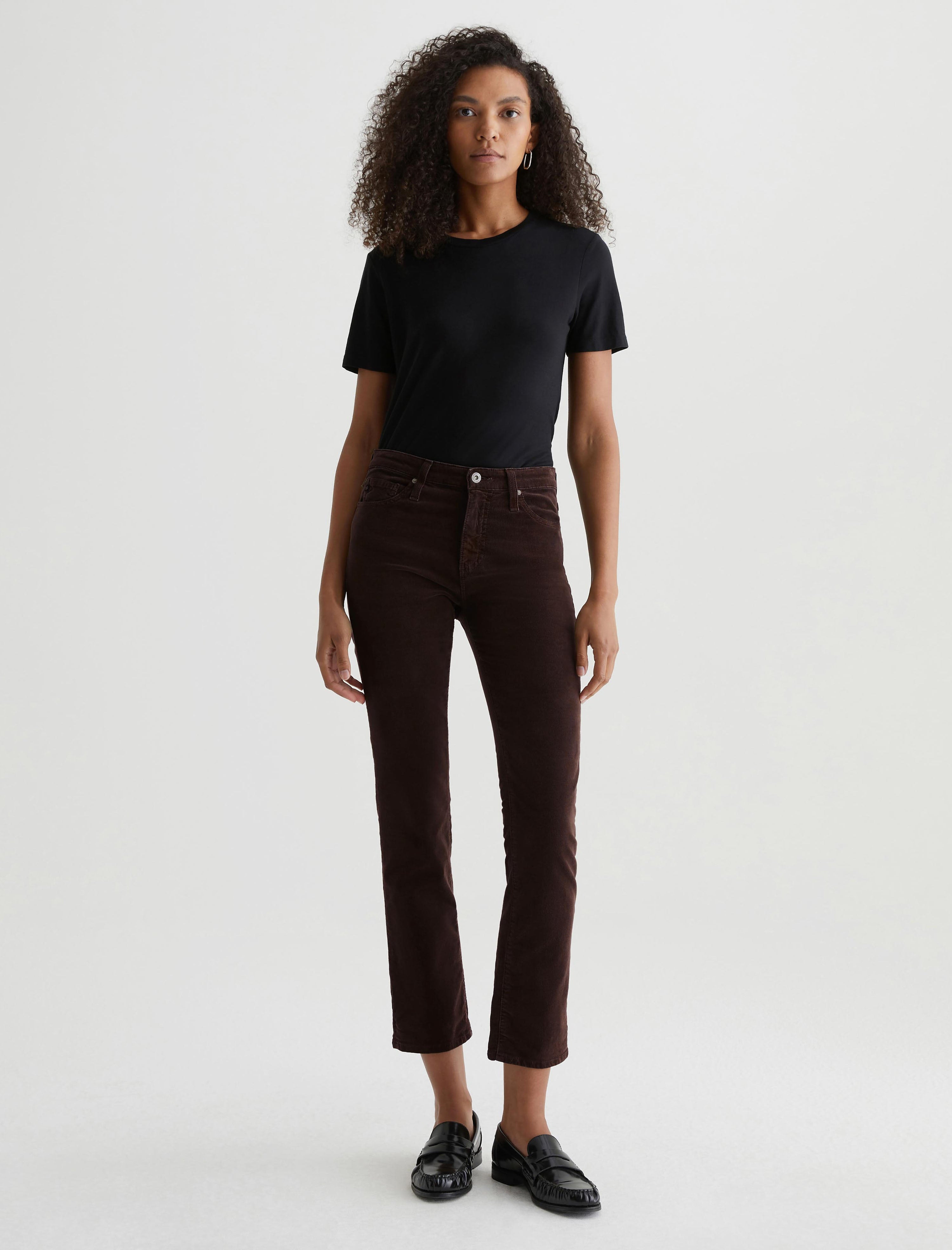 Mari Rich Umber Corduroy High-Rise Slim Straight Women Bottom Photo 1