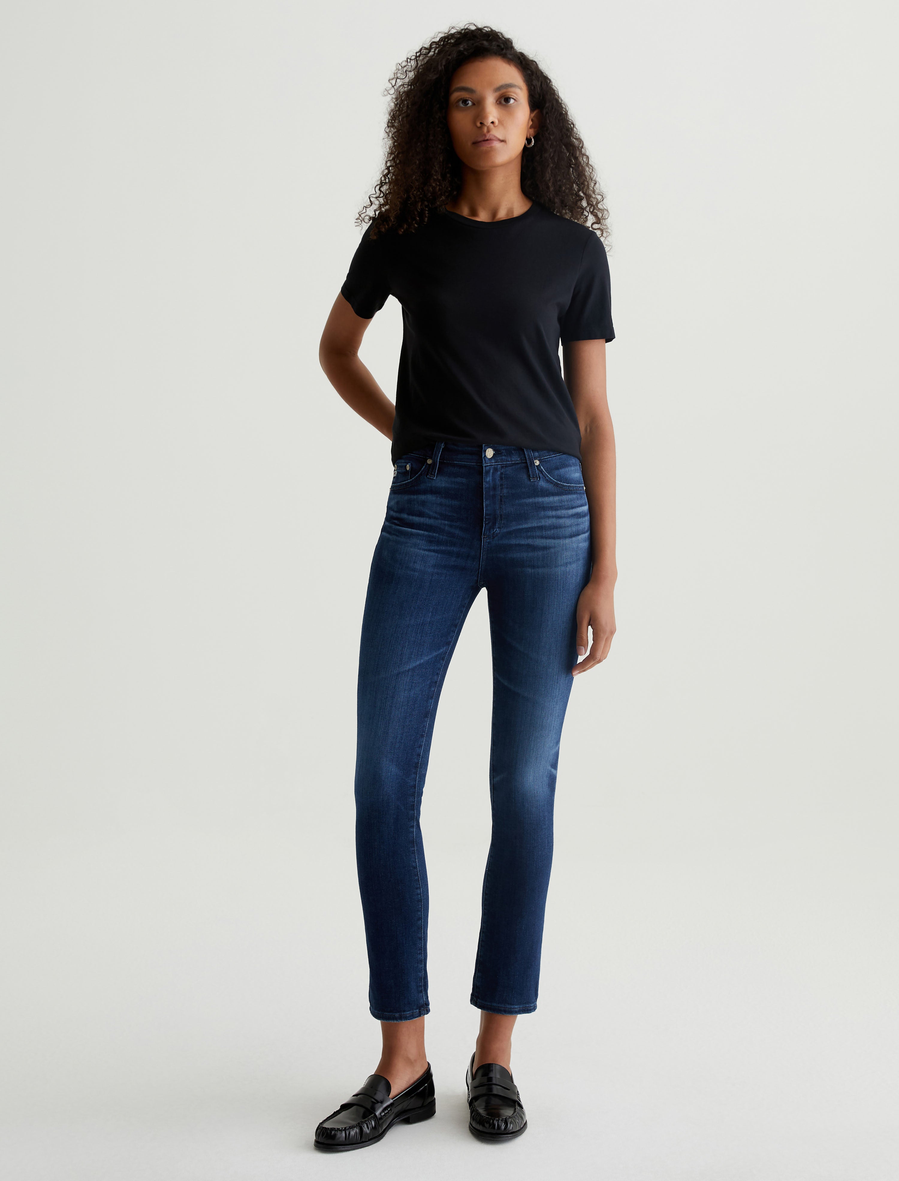 Mari 5 Years Blue Essence AG-ed High-Rise Slim Straight Leg Denim Women Bottom Photo 1