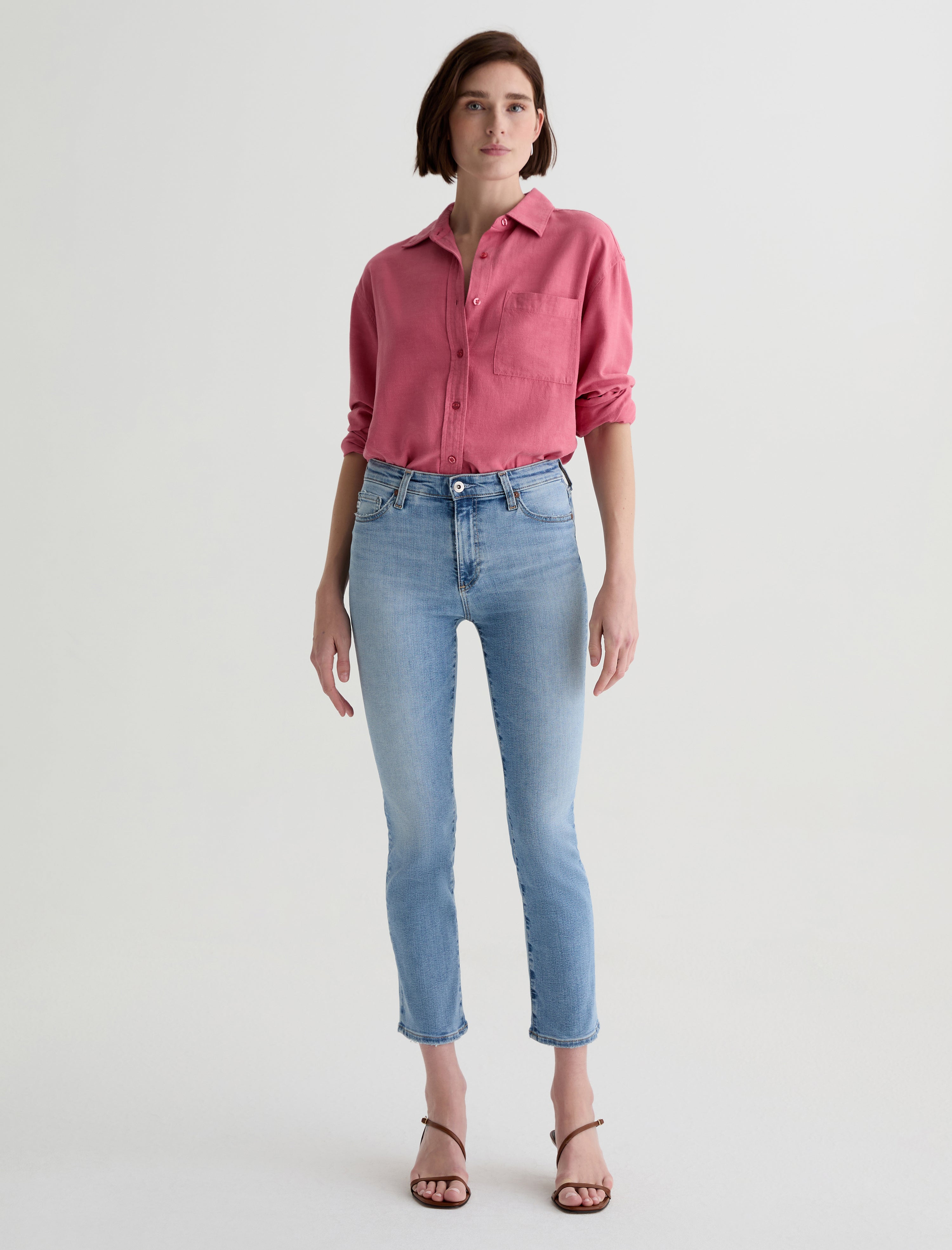 Mari Crop Marina Blue Mid-Rise Slim Straight Women Bottom Photo 1