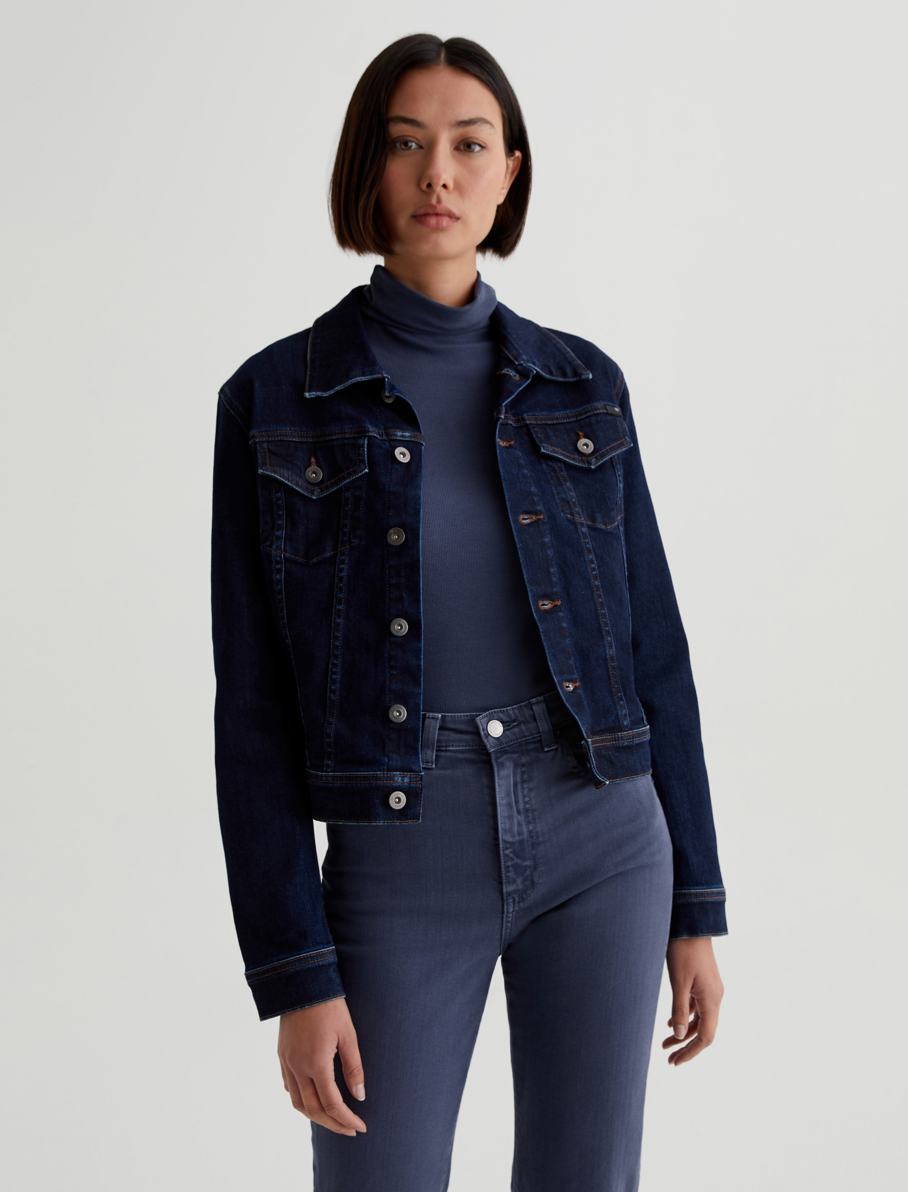 HUGO - Oversize-fit long-length jacket in blue denim