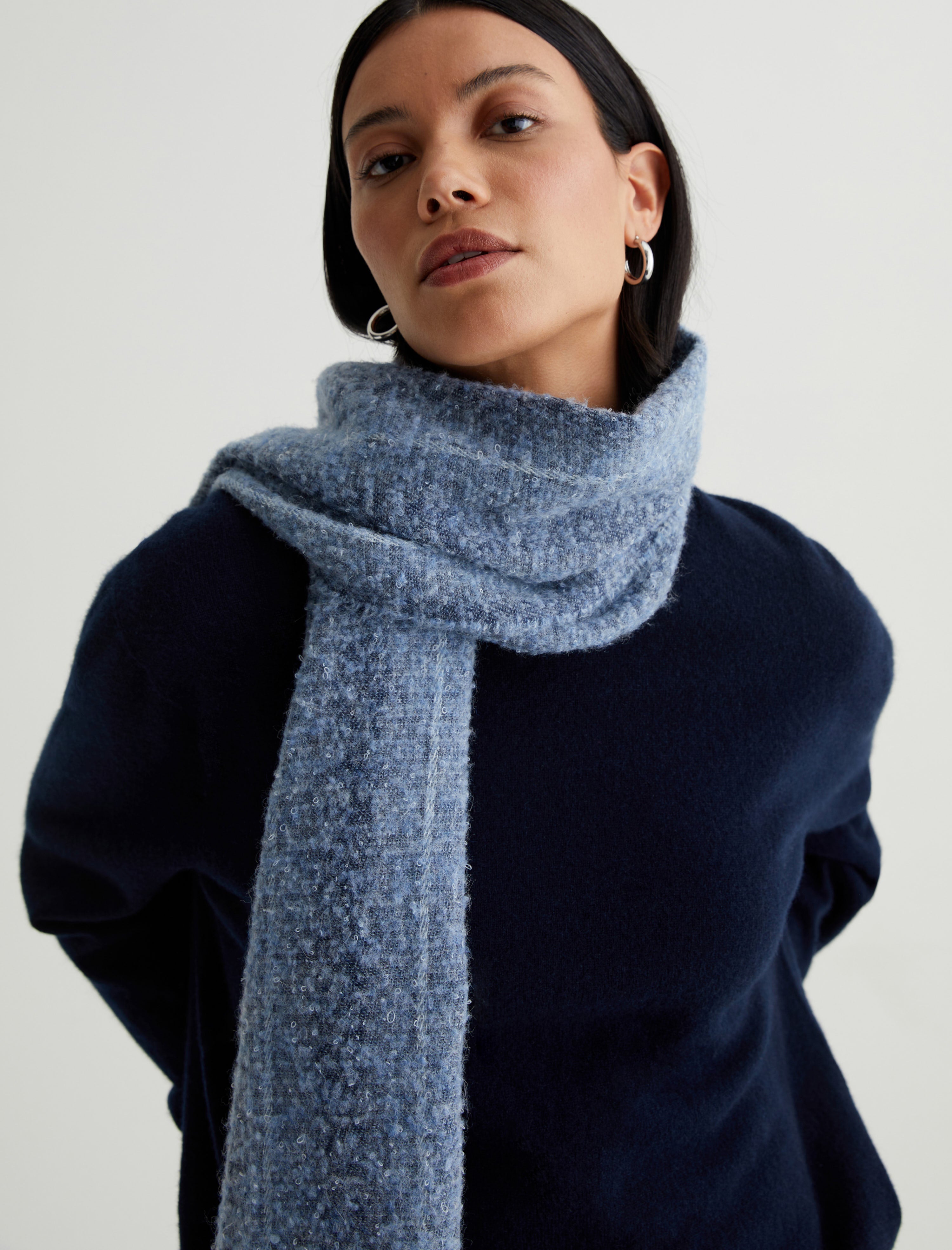 Arden Scarf Indigo Wool Stripe Unisex Accessory Photo 4