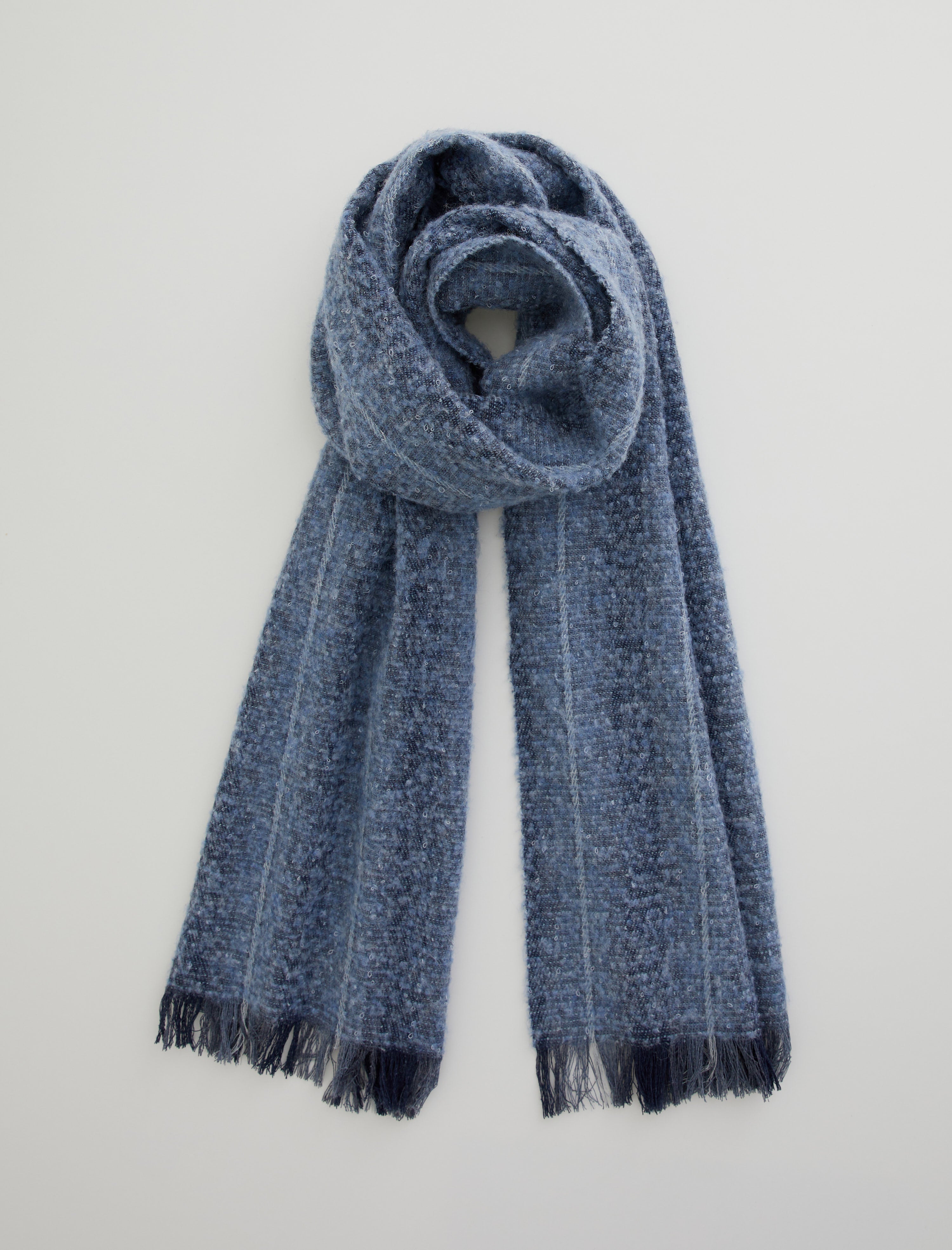 Arden Scarf Indigo Wool Stripe Unisex Accessory Photo 7