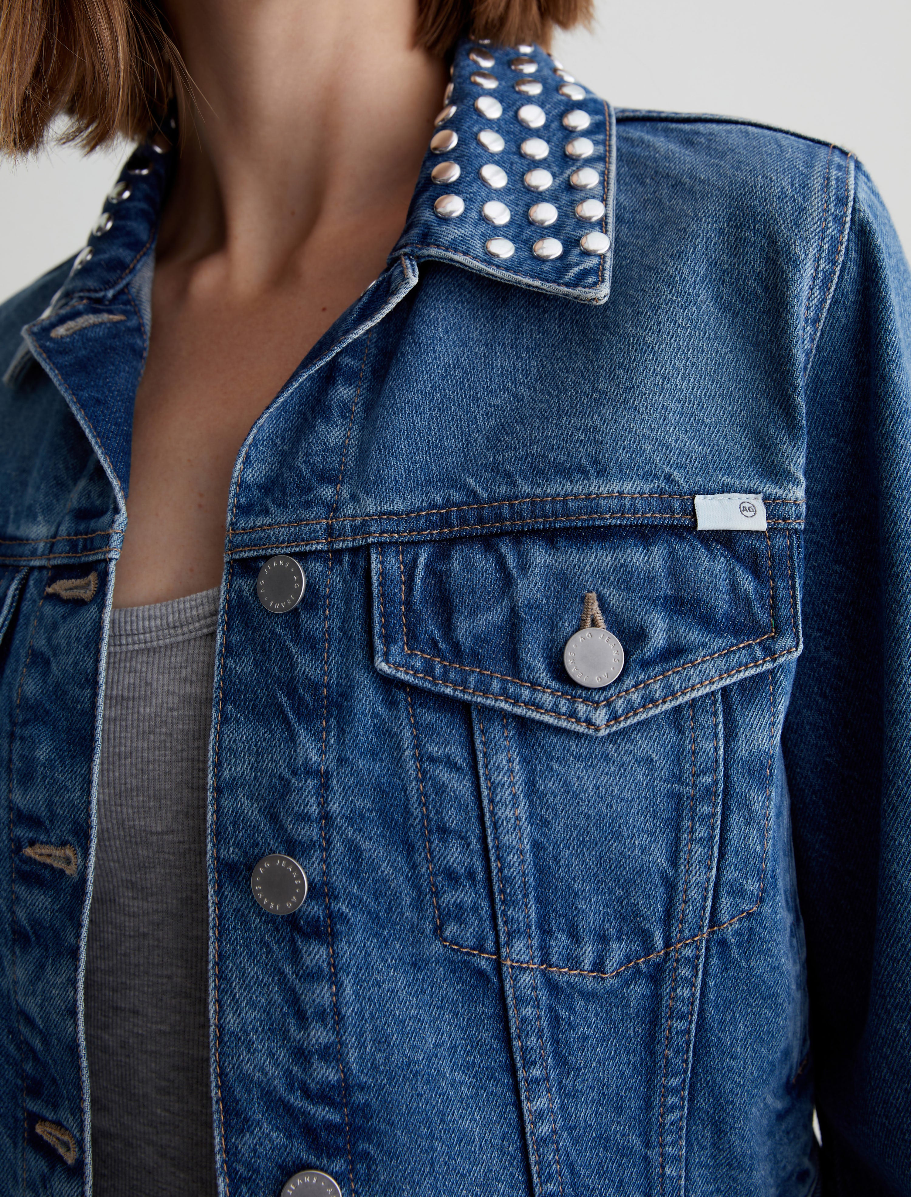 Studded Isa Angeleno Cropped Trucker Jacket Women Top Photo 2