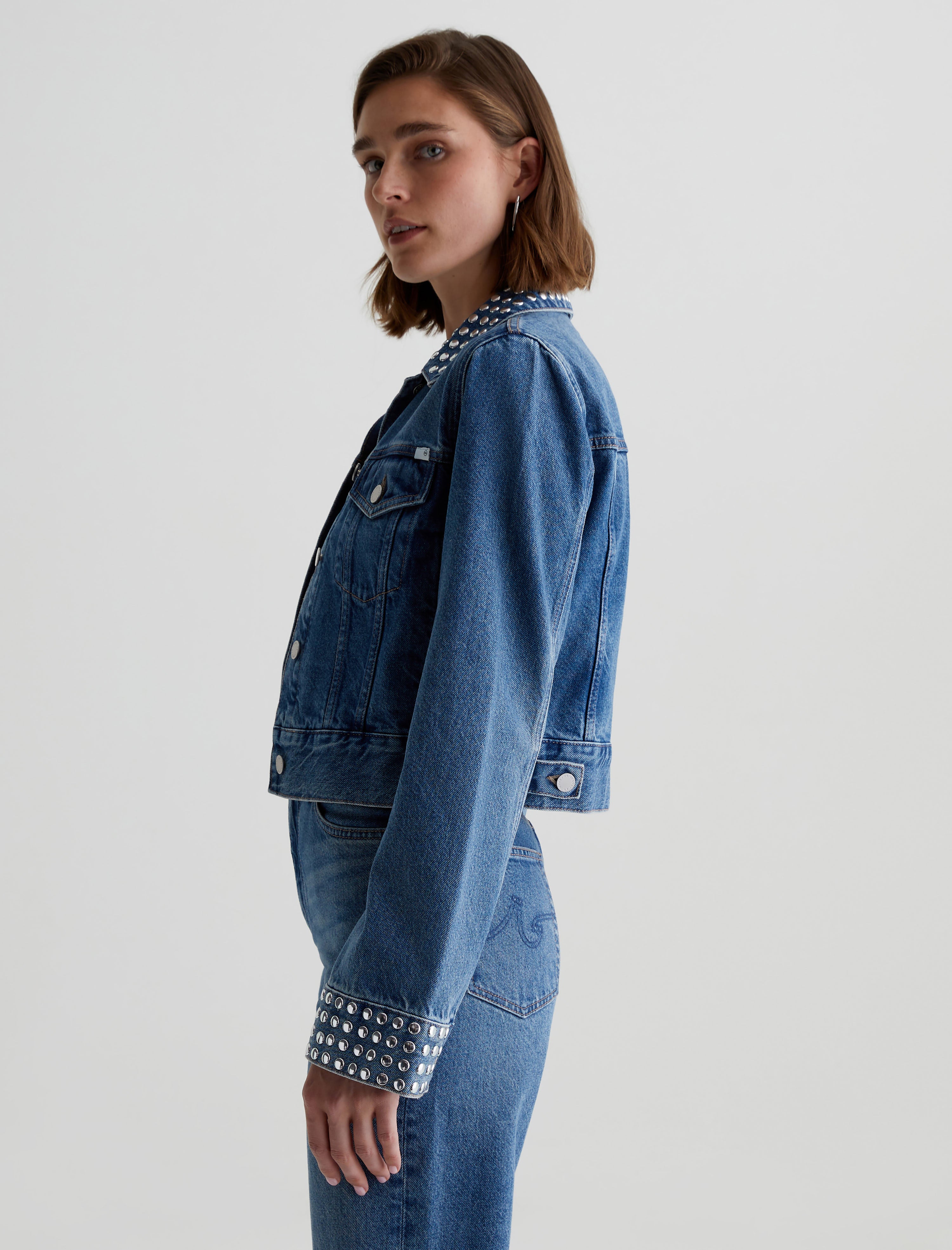 Studded Isa Angeleno Cropped Trucker Jacket Women Top Photo 6
