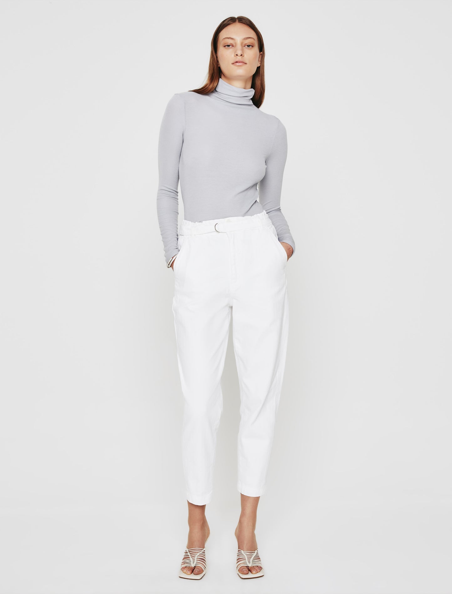 Renn Paperbag Trouser White High-Rise Barrel Women Bottom Photo 1