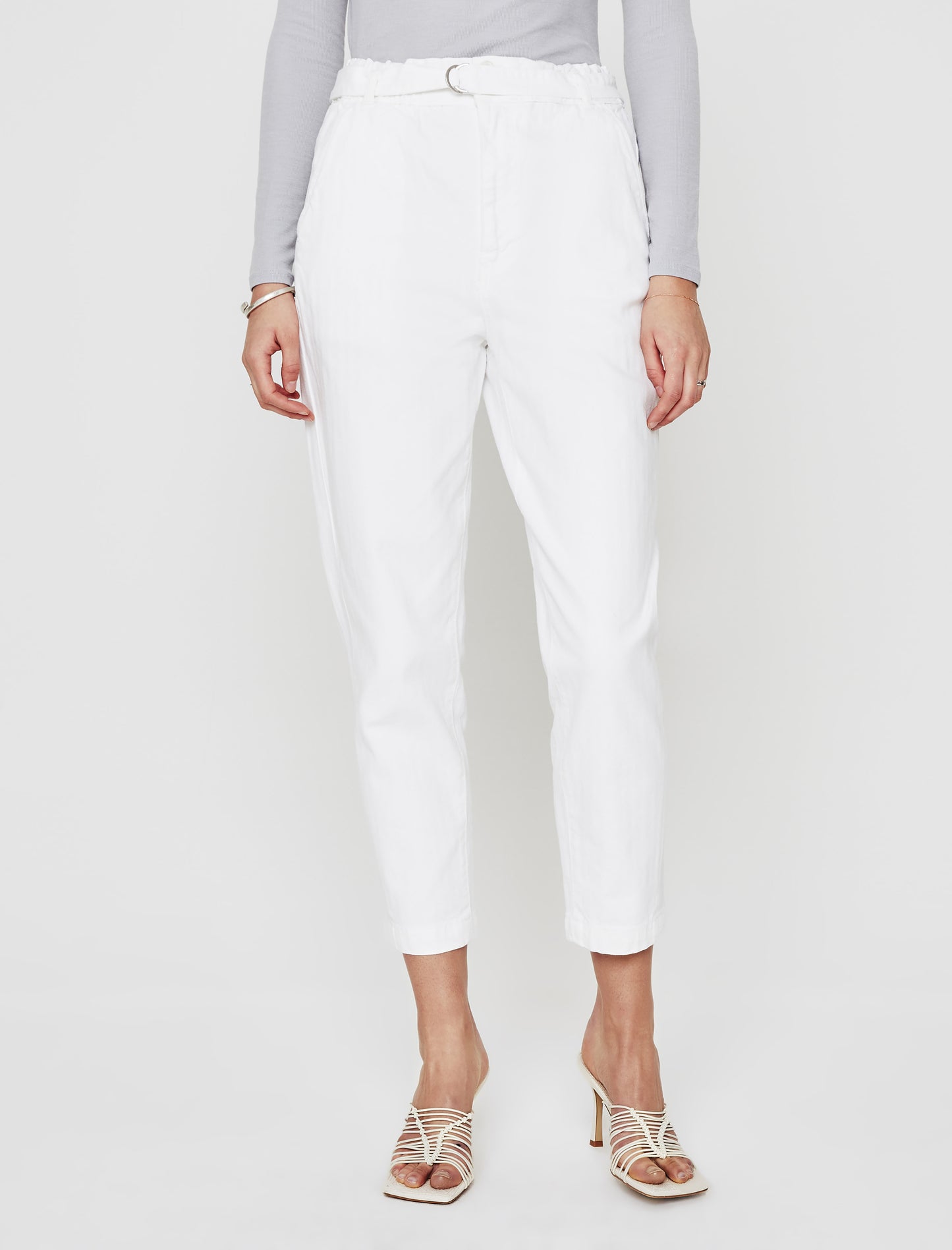Renn Paperbag Trouser White High-Rise Barrel Women Bottom Photo 2