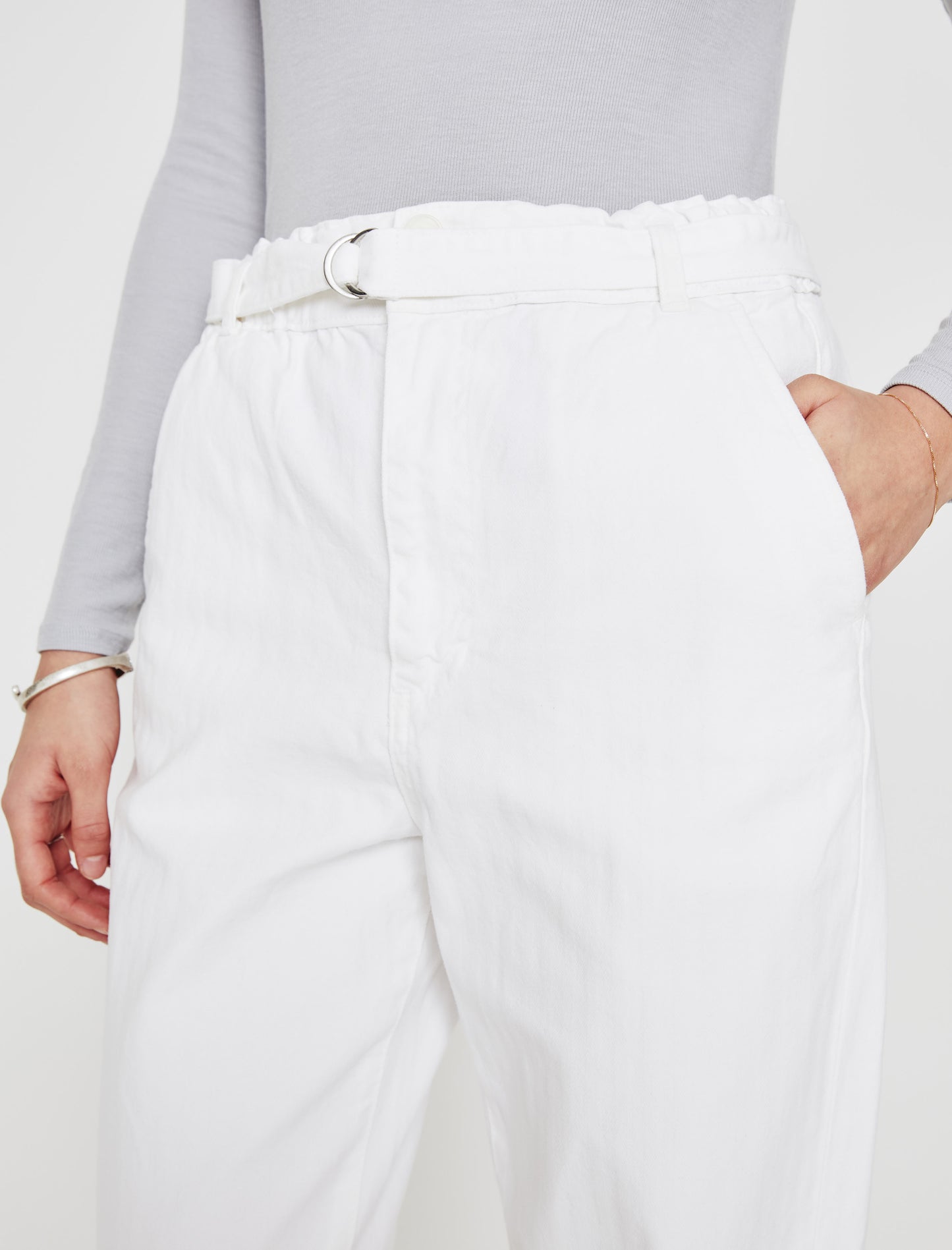 Renn Paperbag Trouser White High-Rise Barrel Women Bottom Photo 3