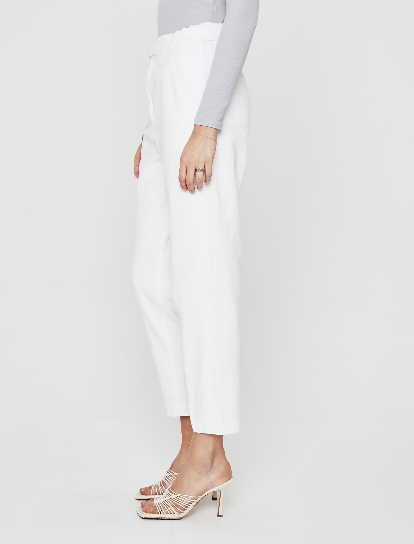 Renn Paperbag Trouser White High-Rise Barrel Women Bottom Photo 4