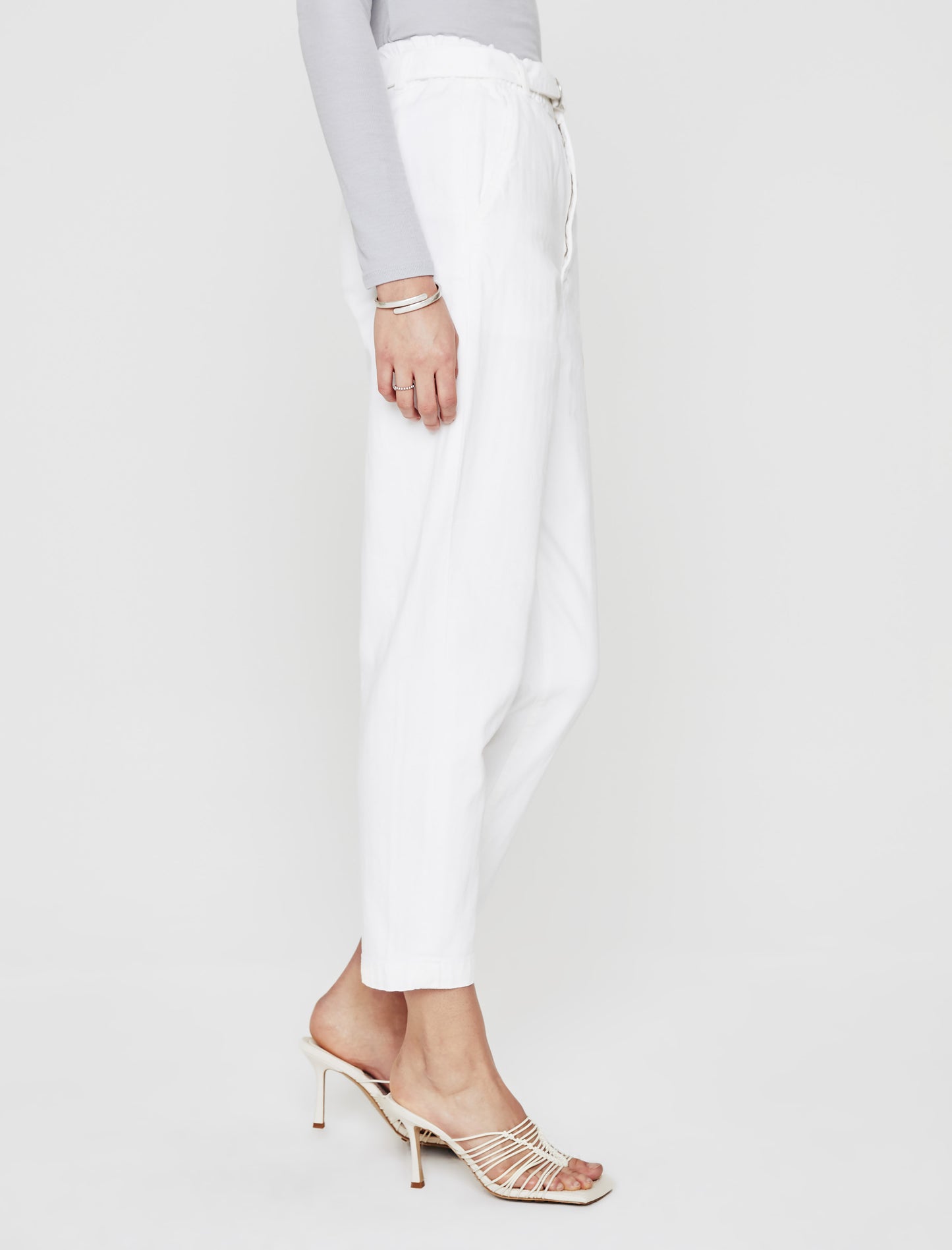 Renn Paperbag Trouser White High-Rise Barrel Women Bottom Photo 5