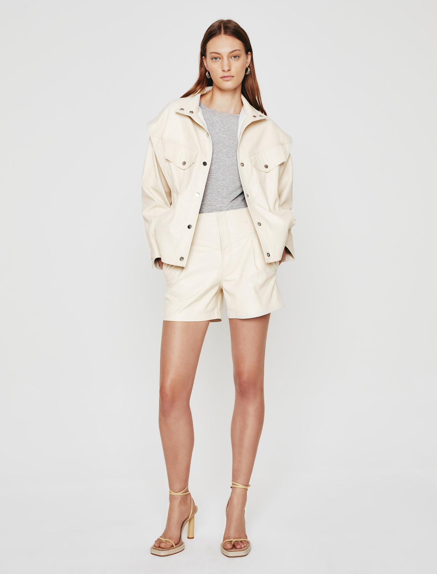 Shae Short Ivory Dust Sustainable Vegan Leather Women Bottom Photo 1