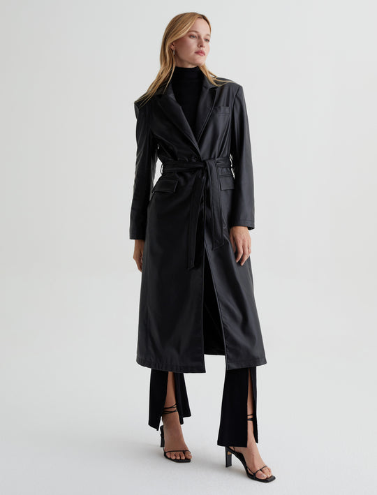 Valentina Coat True Black Classic Fit Belted Coat Women Top Photo 1