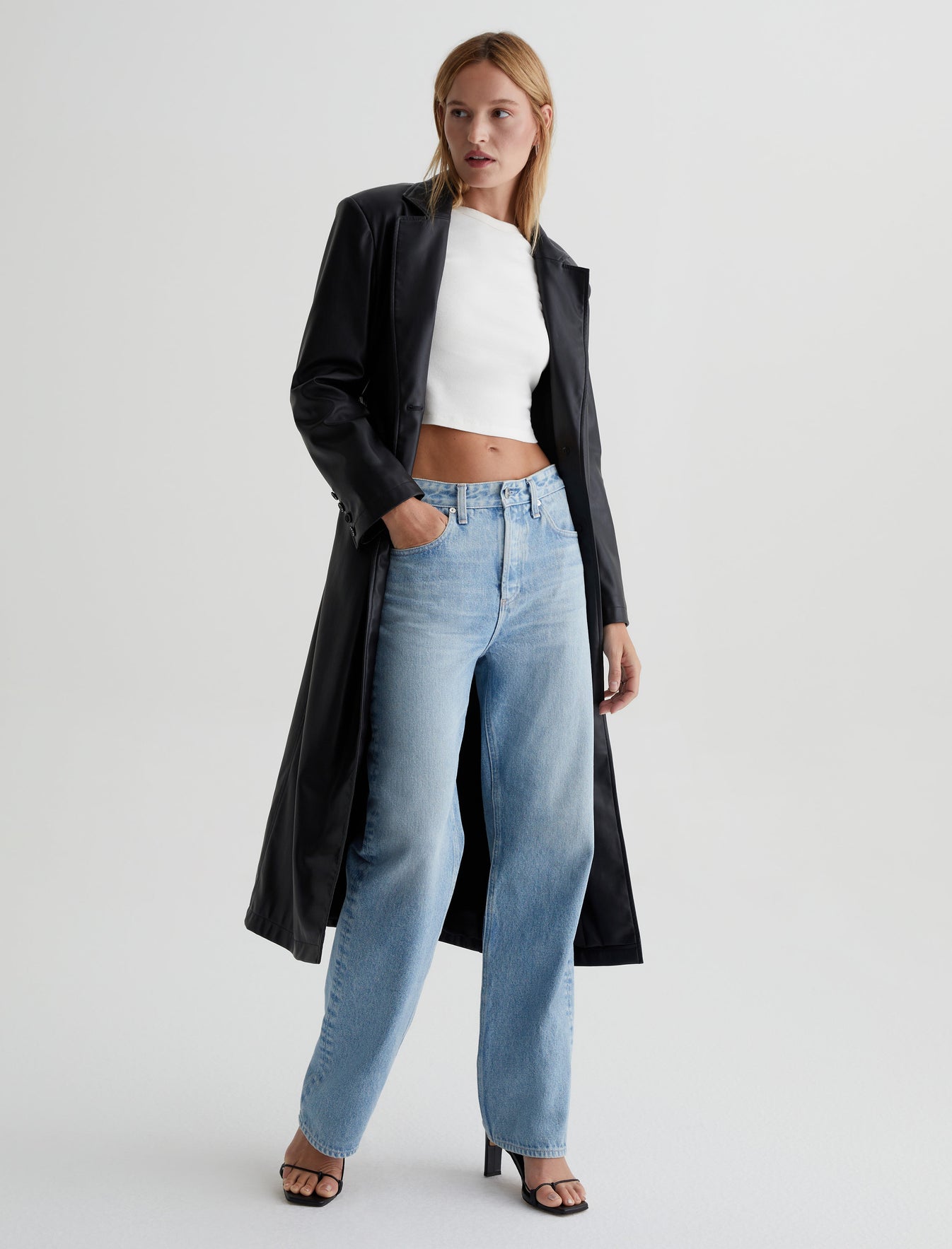 Valentina Coat True Black Classic Fit Belted Coat Women Top Photo 2