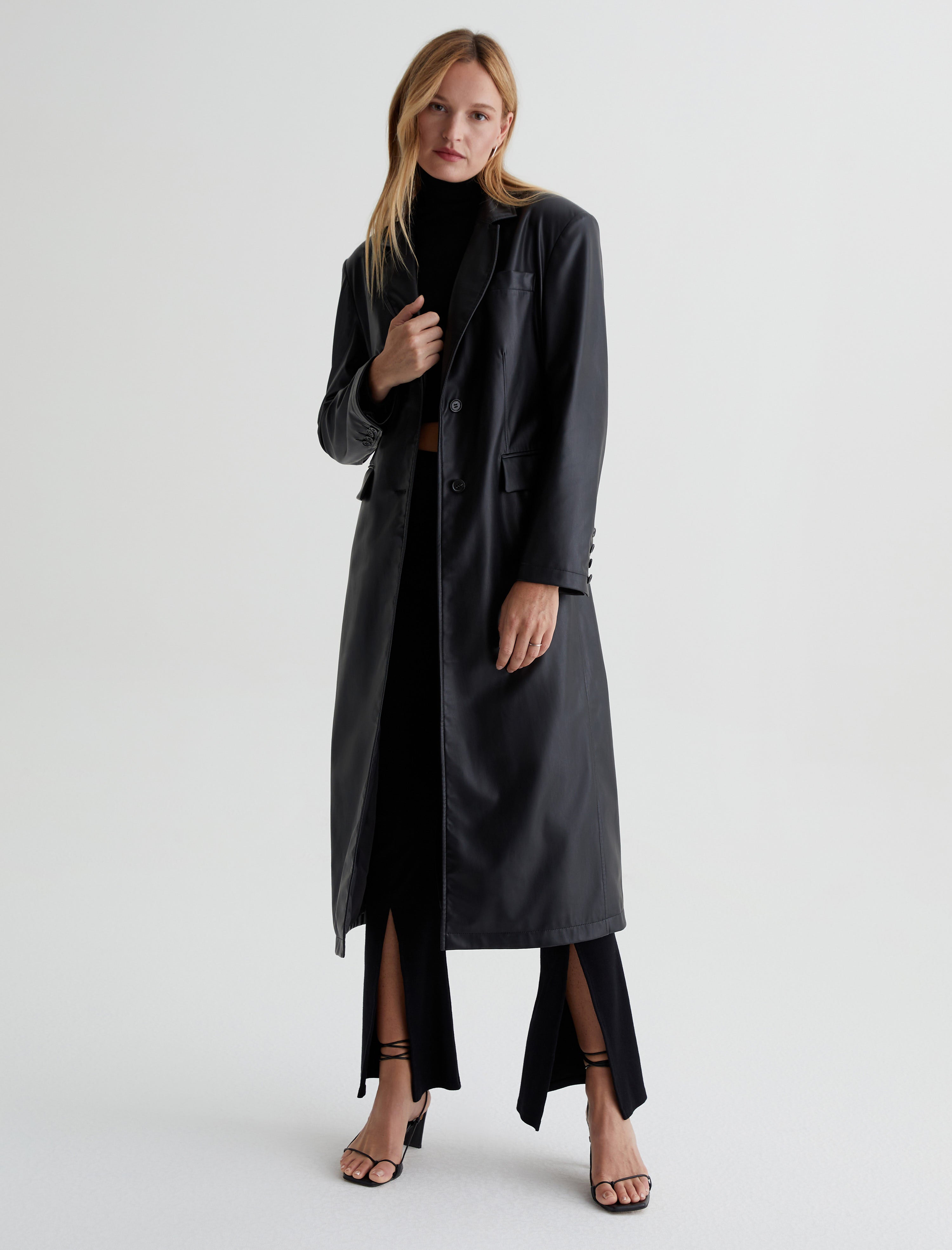 Black long belted sales coat