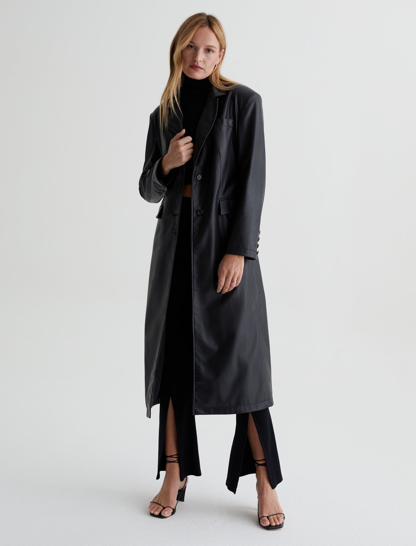 Valentina Coat True Black Classic Fit Belted Coat Women Top Photo 3