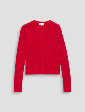 Edden Recording Red Fitted Cardigan Womens Top Photo 9