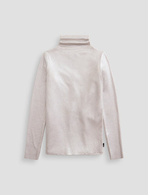Chels Turtleneck Powder/Silver Slim Fit Long Sleeve Rib Turtleneck Women Top Photo 9