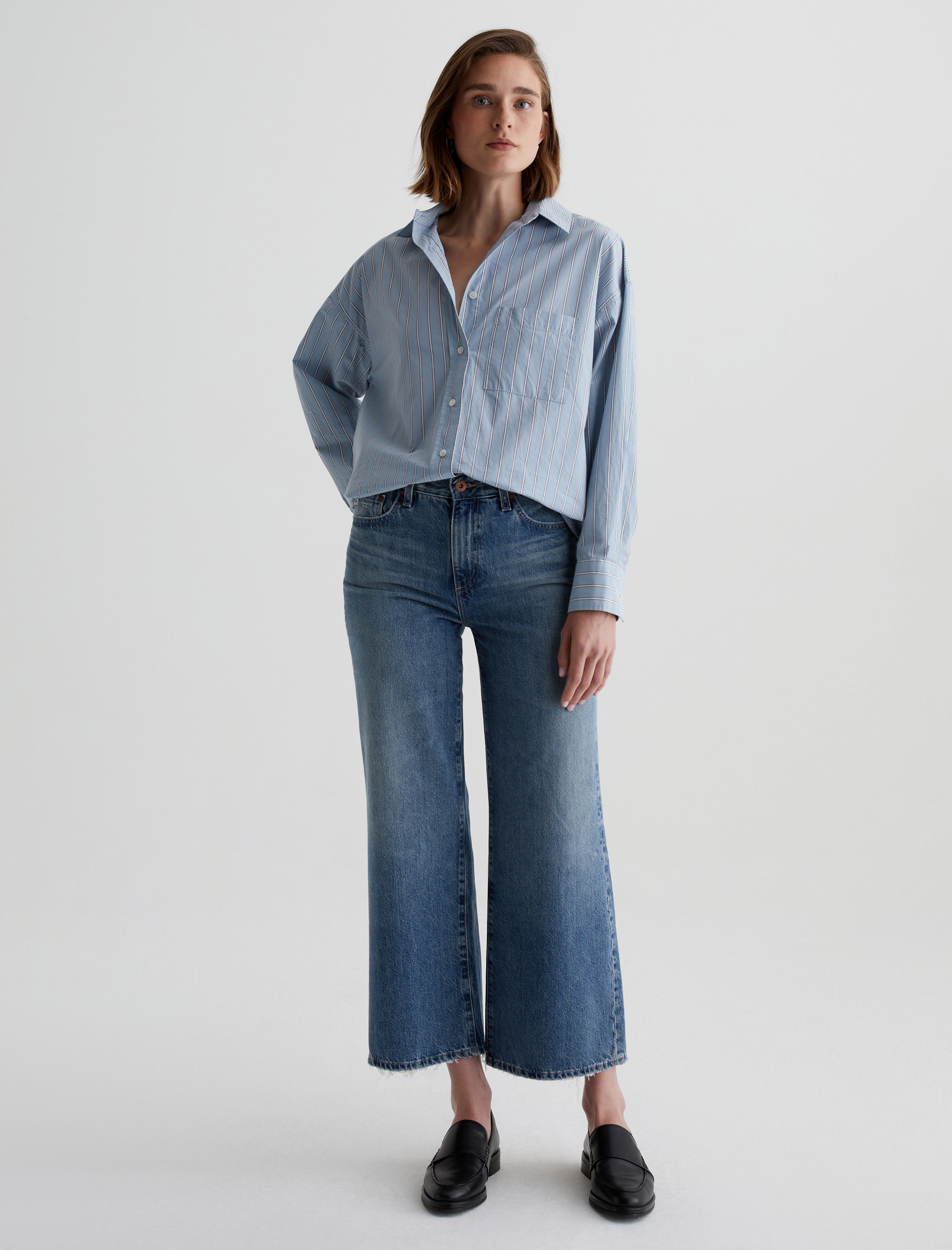Saige Wide Leg Crop Castlebay High-Rise Straight Women Bottom Photo 1
