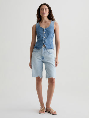 Hattie Short Sunfaded Destructed High-Rise Bermuda Women Bottom Photo 1