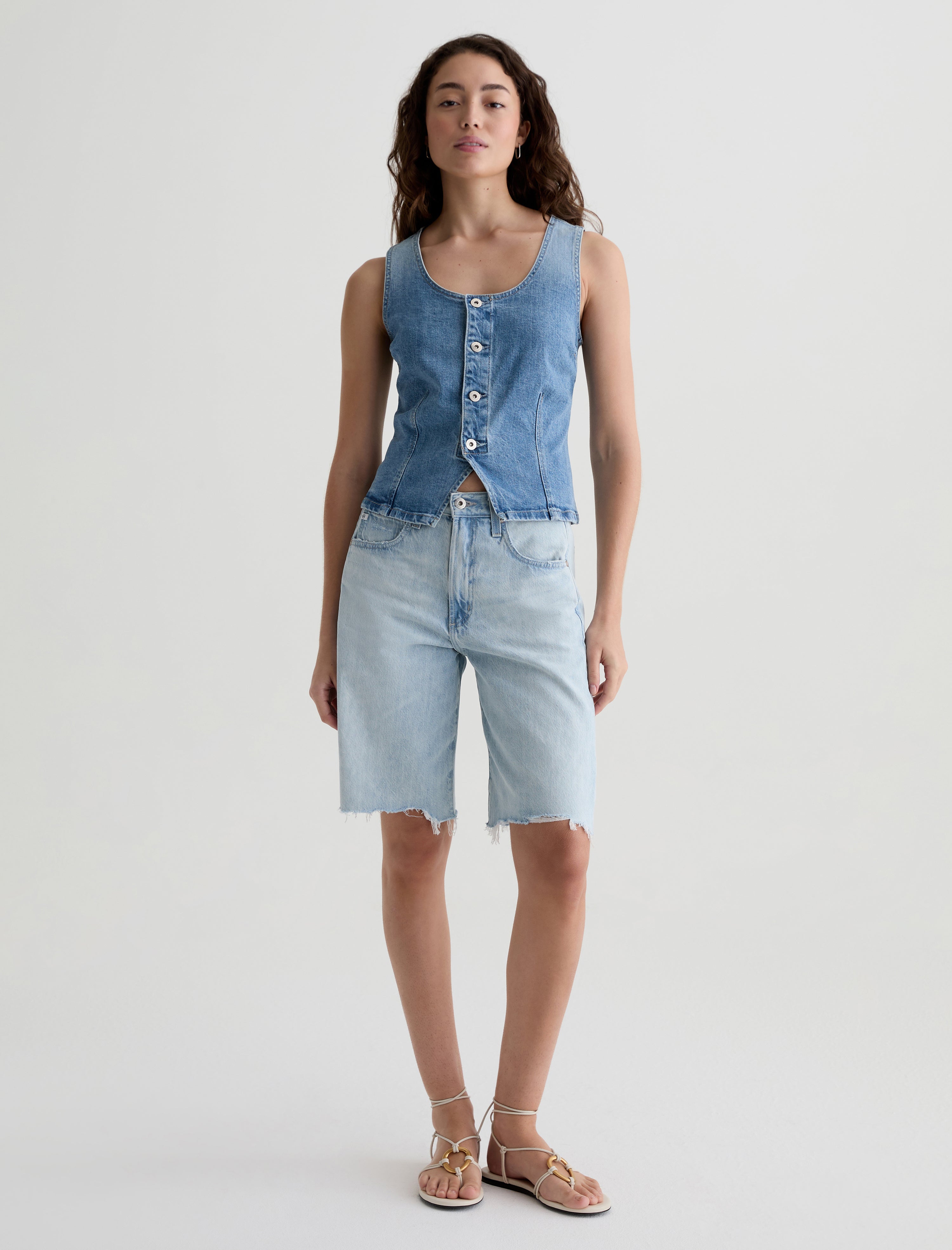 Hattie Short Sunfaded Destructed High-Rise Bermuda Women Bottom Photo 1