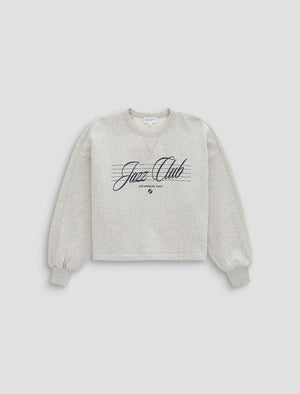 Roselle Jazz Club Heather Grey Crew Neck Pullover Womens Top Photo 9