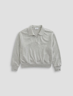 Carol Heather Grey Johnny Collar Sweatshirt Women Top Photo 9