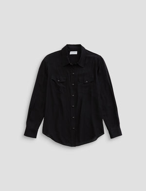 Melia Super Black Classic Fit Long Sleeve Button Up West Women Top Photo 9