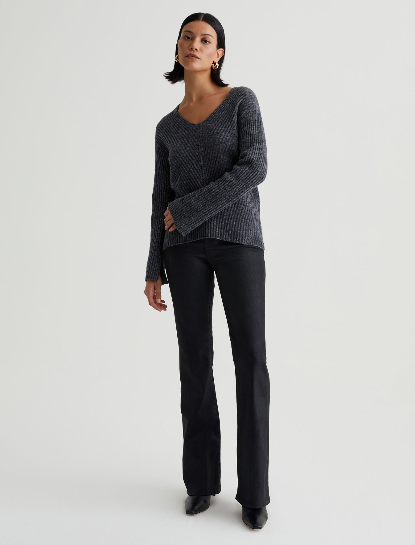 Naemi Relaxed Vee Neck Sweater Heather Photo 4