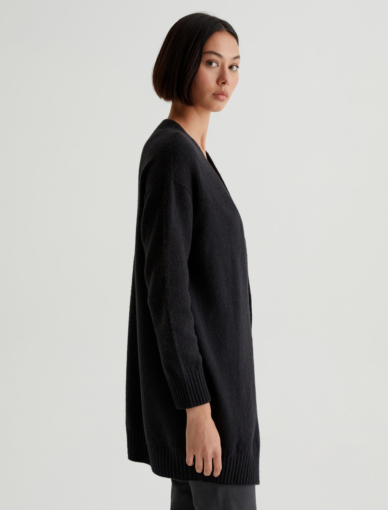 Rowan True Black Relaxed Fit Cardigan Sweater Womens Top Photo 5