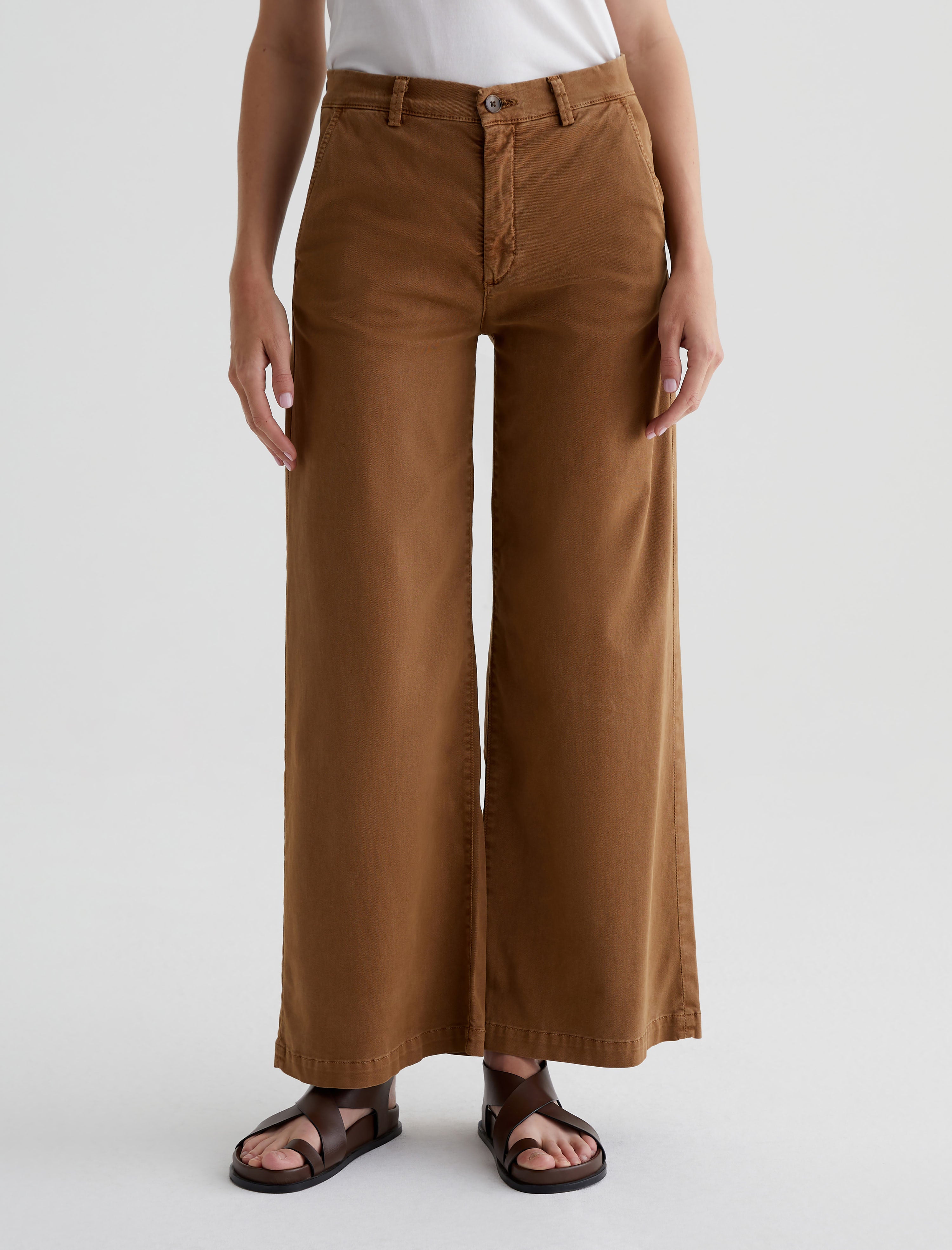 Caden Wide Leg Sulfur Camelwood Tailored Trouser Women Bottom Photo 2