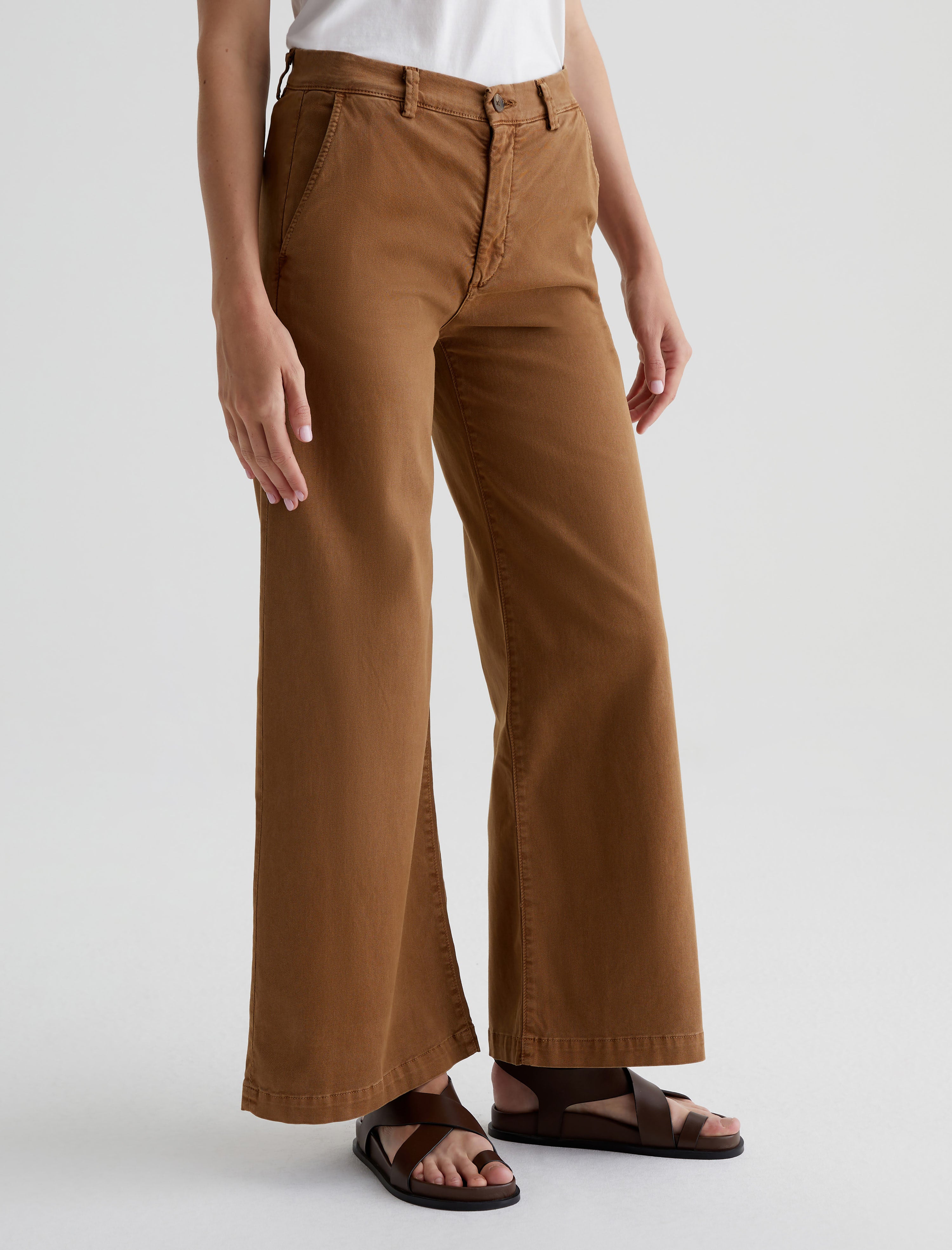 Caden Wide Leg Sulfur Camelwood Tailored Trouser Women Bottom Photo 4