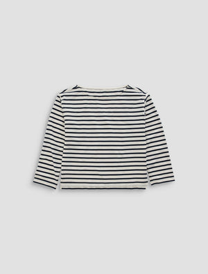 Annie Powder/Pacific Navy Boat Neck Long Sleeve Tee Women Top Photo 9