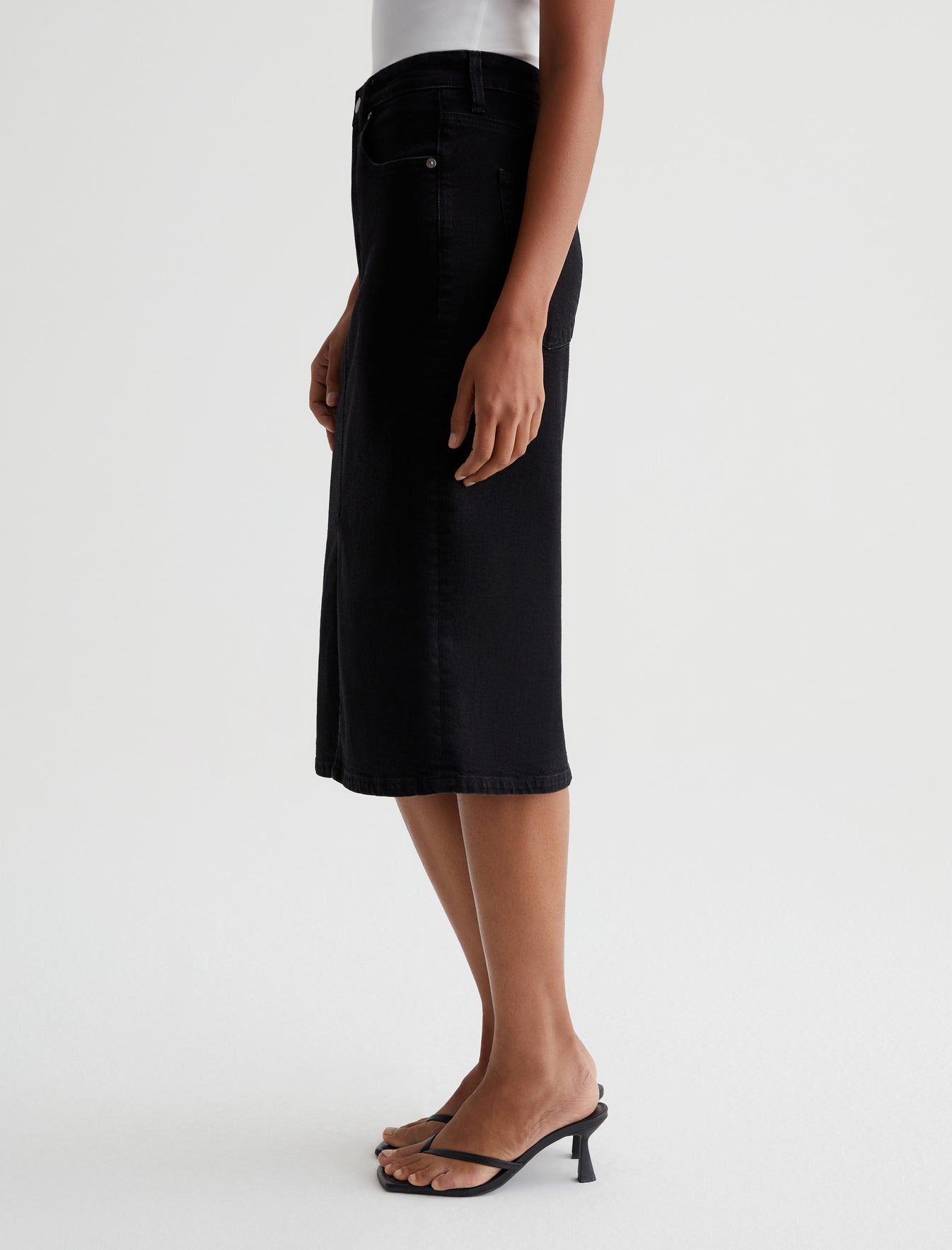 Tefi Black Cast High-Waisted Midi Skirt Women Bottom Photo 4