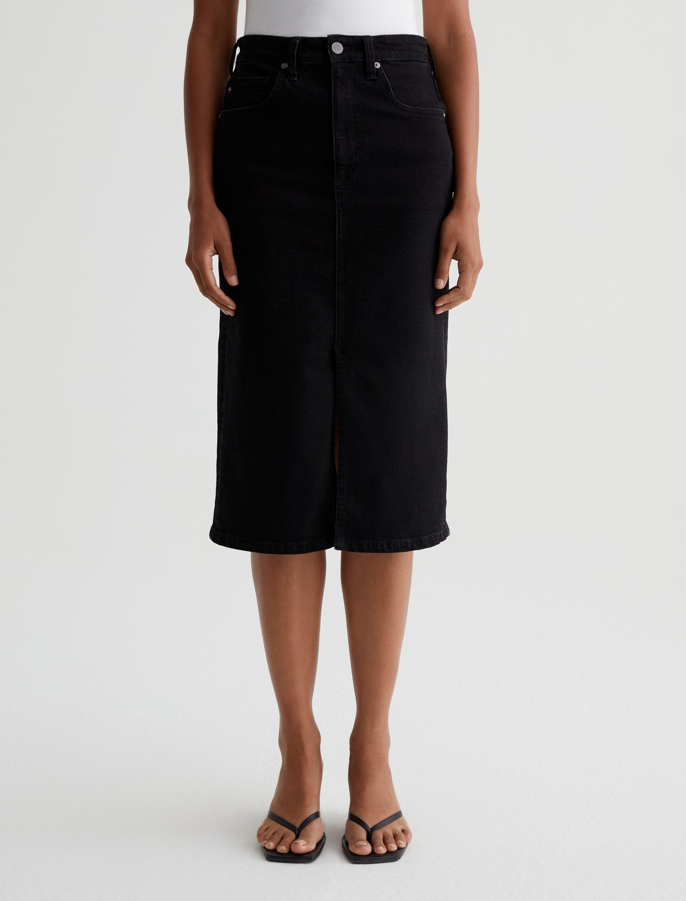 Tefi Black Cast High-Waisted Midi Skirt Women Bottom Photo 5