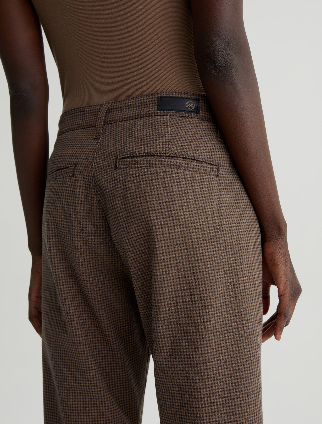 Regular Fit Taupe Houndstooth Trousers