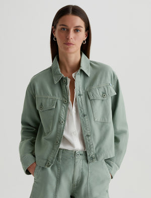 Valleta Jacket Sulfur Matcha Latte Utility Shirt Jacket Women Top Photo 1