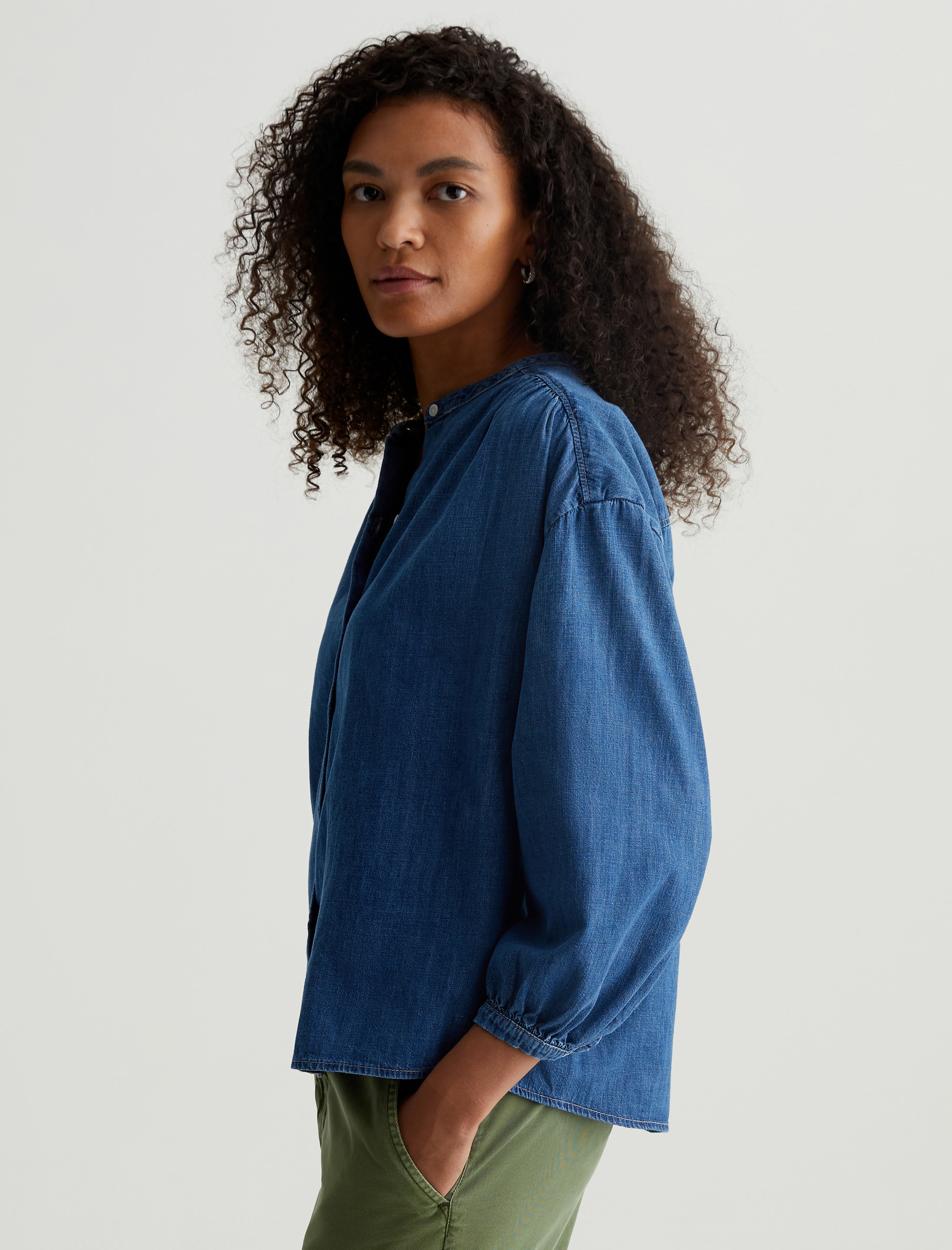 Doris Shirt Atlantic Waterfall Shirred Blouse Women Top Photo 3