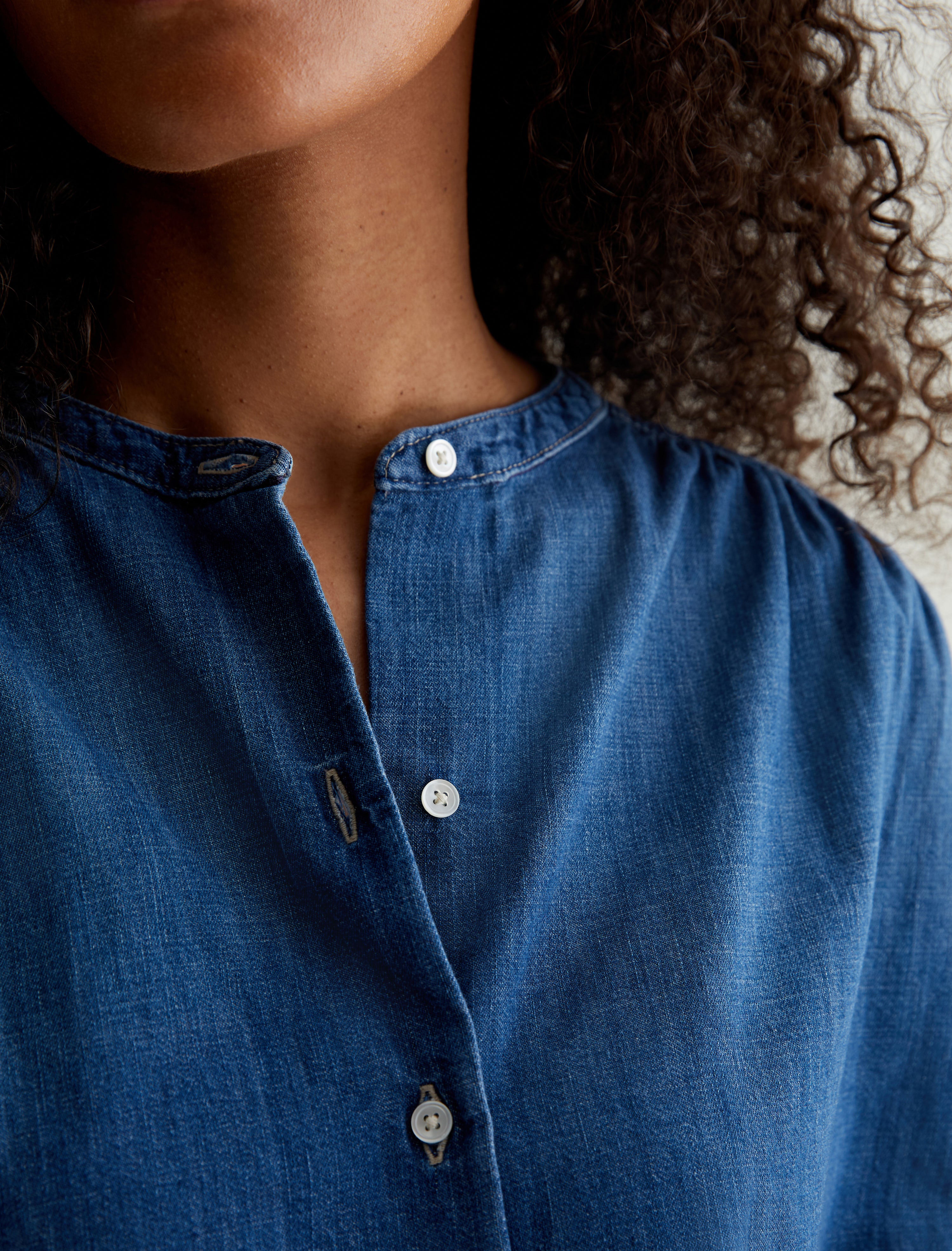 Doris Shirt Atlantic Waterfall Shirred Blouse Women Top Photo 5