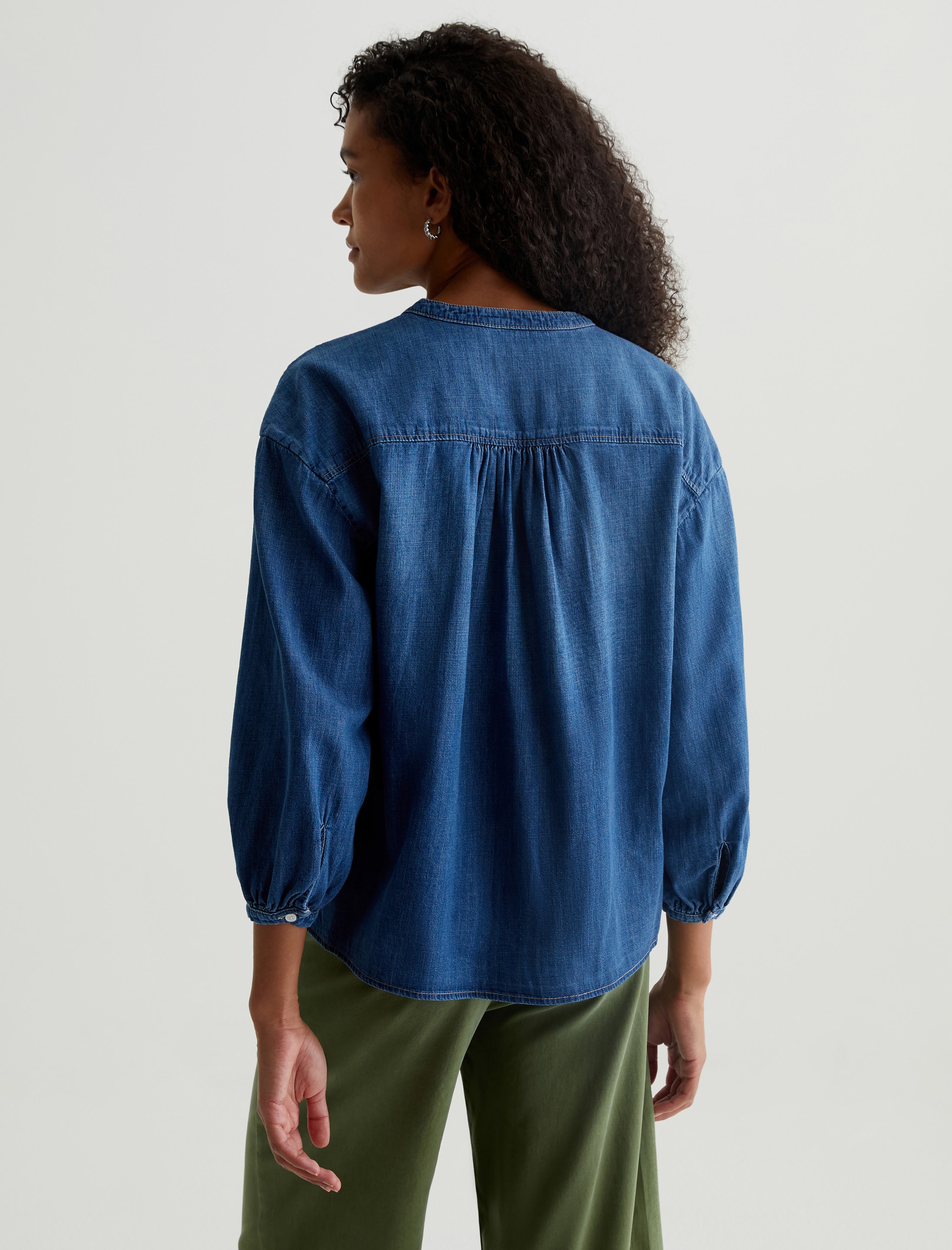 Doris Shirt Atlantic Waterfall Shirred Blouse Women Top Photo 7