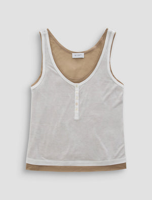 Alina Powder/Khaki Sand Double Layer Tank Women Top Photo 9