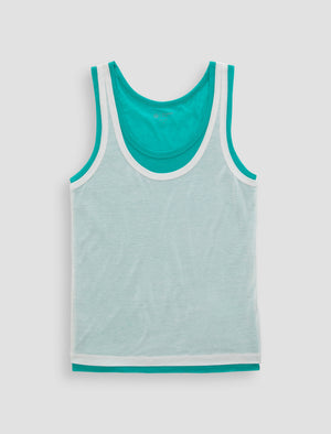 Ellena Poolside Green Double Layer Tank Women Top Photo 9