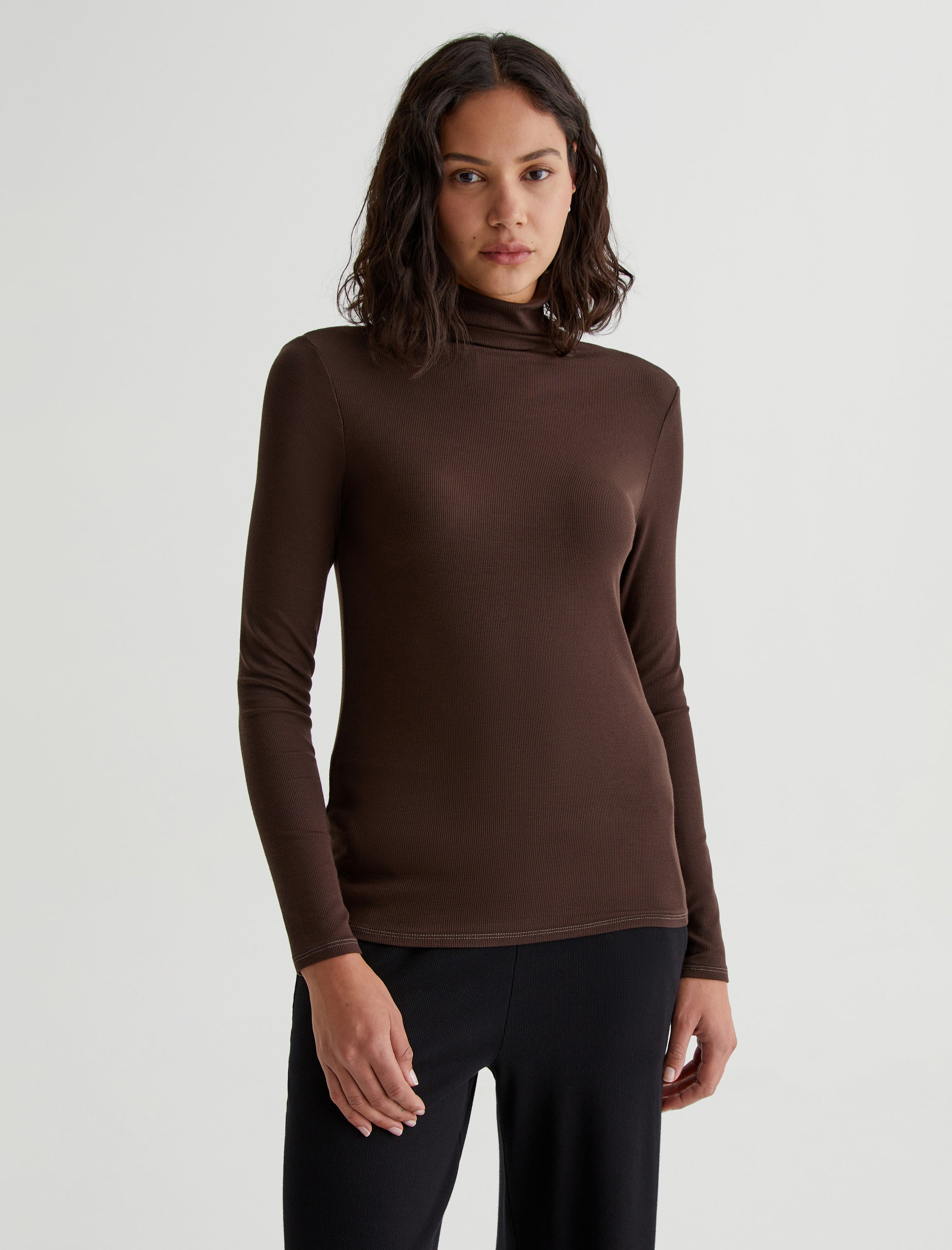 Womens Chels Turtleneck Bitter Chocolate at AG Jeans Official Store