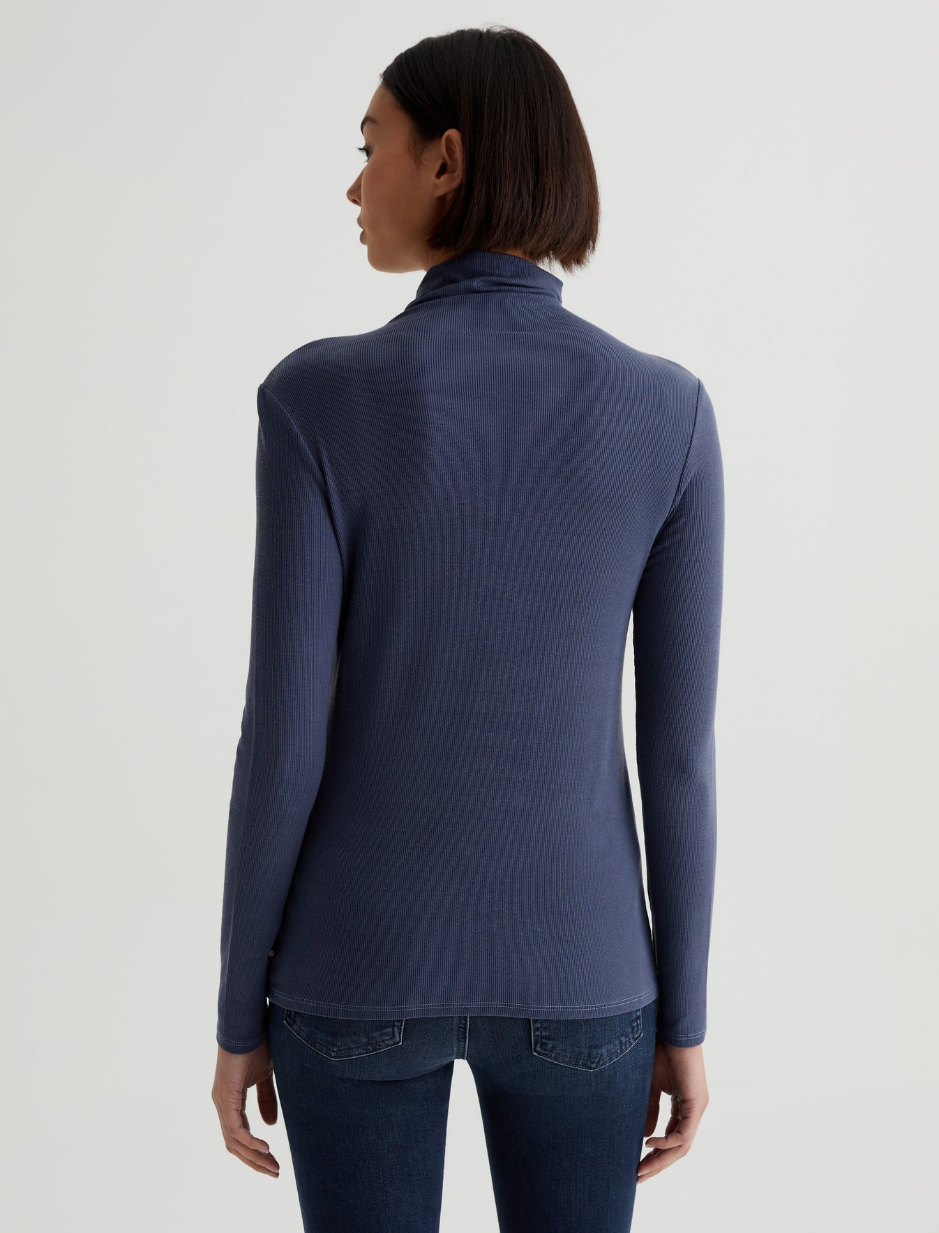 Chels Turtleneck Blue Note Slim Fit Long Sleeve Rib Turtleneck Womens Top Photo 6