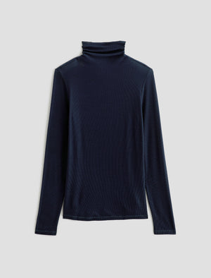 Chels Turtleneck Deep Trenches Slim Fit Long Sleeve Rib Turtleneck Women Top Photo 9