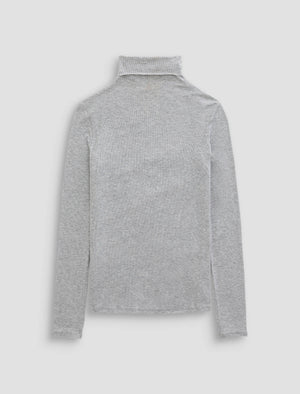 Chels Turtleneck Heather Grey Slim Fit Long Sleeve Rib Turtleneck Womens Top Photo 9